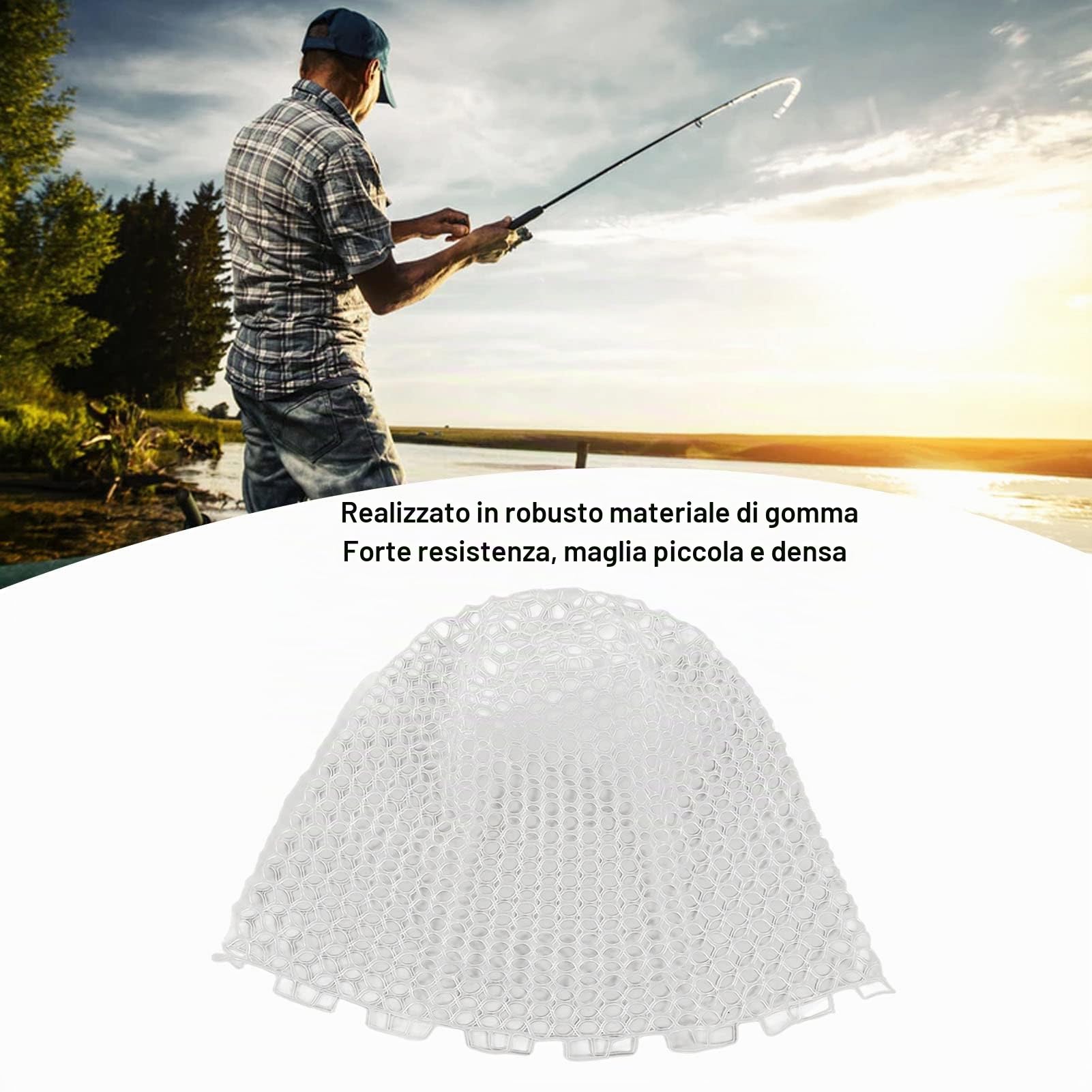 Kit Rete in Gomma di Ricambio, Guadino da Pesca da 55 Cm Rete da Pesca Pieghevole Rete da Pesca o da Sganciare con Materiale in Gomma, Rete da Pesca a Mosca in Gomma di Ricambio