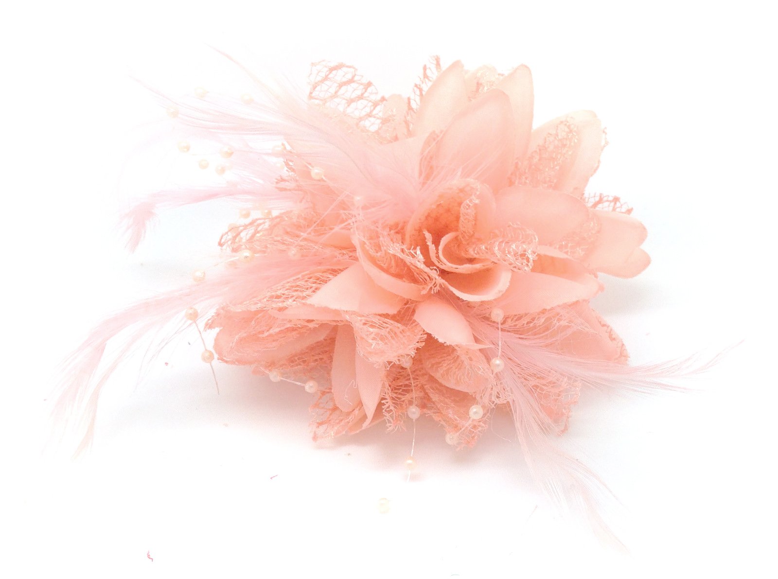 Flower Feather Bead Corsage Hair Clips 