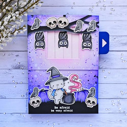 Miniatura 5 de Juego de sellos y troqueles de gato de calabaza fantasma de Halloween para hacer tarjetas, sellos transparentes y troqueles de corte de metal para