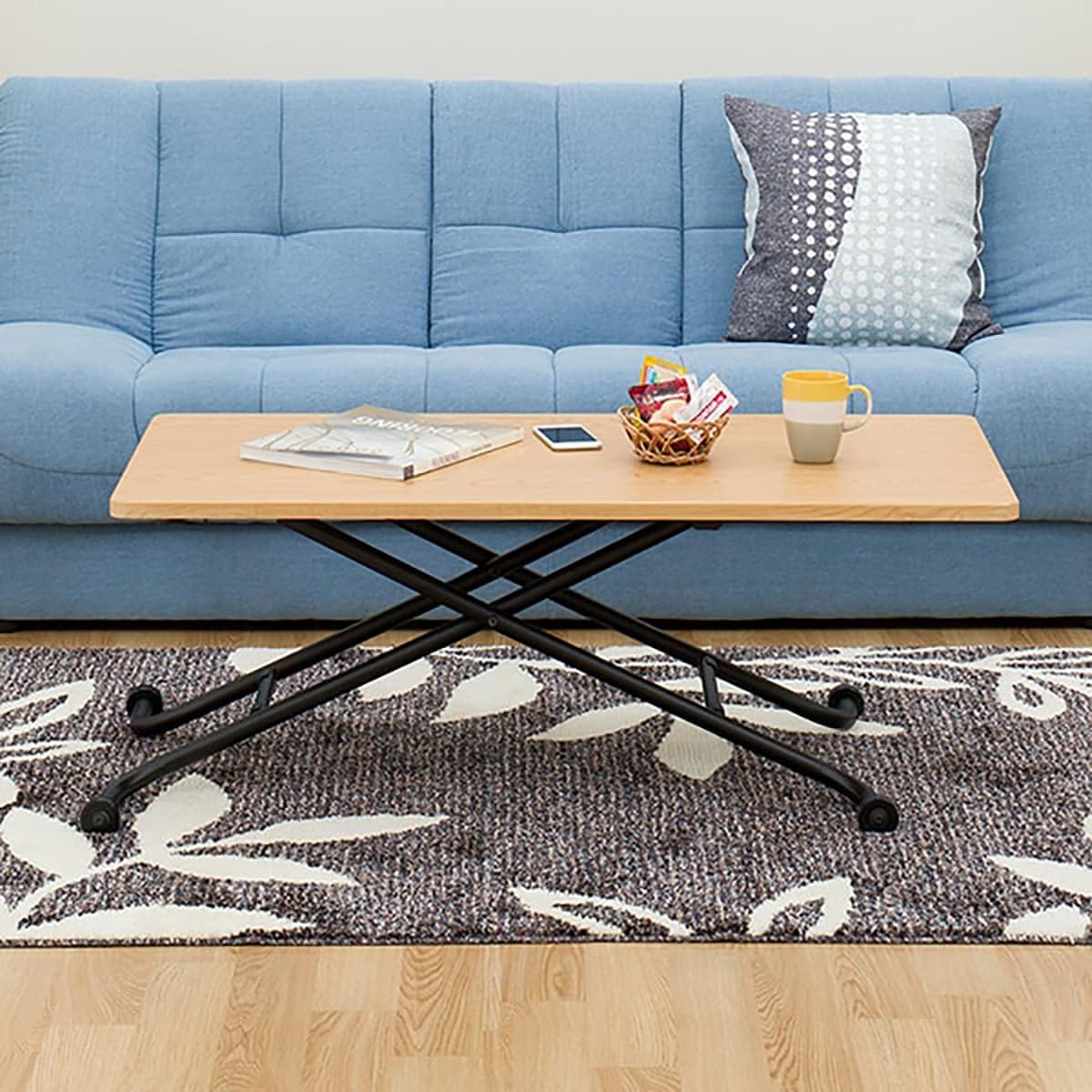 ニトリ 無段階昇降式テーブル　ライザN　 ブラウン 昇降センターテーブル(ライザN LBR/BK) | ニトリネット【公式