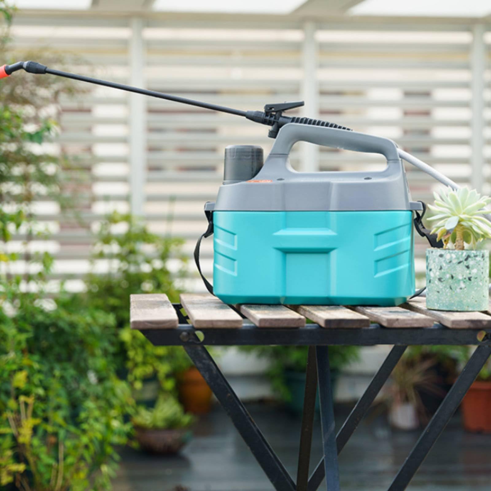 Gralara Spruzzatore Elettrico Tracolla Larga Pompa Irroratrice a Batteria Involucro Impermeabile Nebulizzatore da Giardino a Spalla per Giardinieri, Serra, 5L, Asta Acciaio Inox