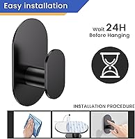 Vista 7 de Adhesive Towel Hooks - 4 Pack 26LB Extra Strong Heavy Duty Wall Hooks for Bathroom/Shower Door Hanging Coat, Robe, Towel, Dogs' Leads and Collars