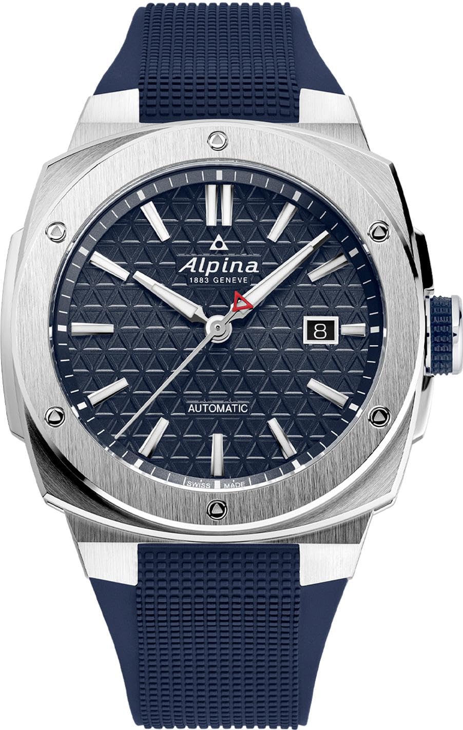 Men's Alpina Alpiner Steel Case & Blue Rubber Strap Watch