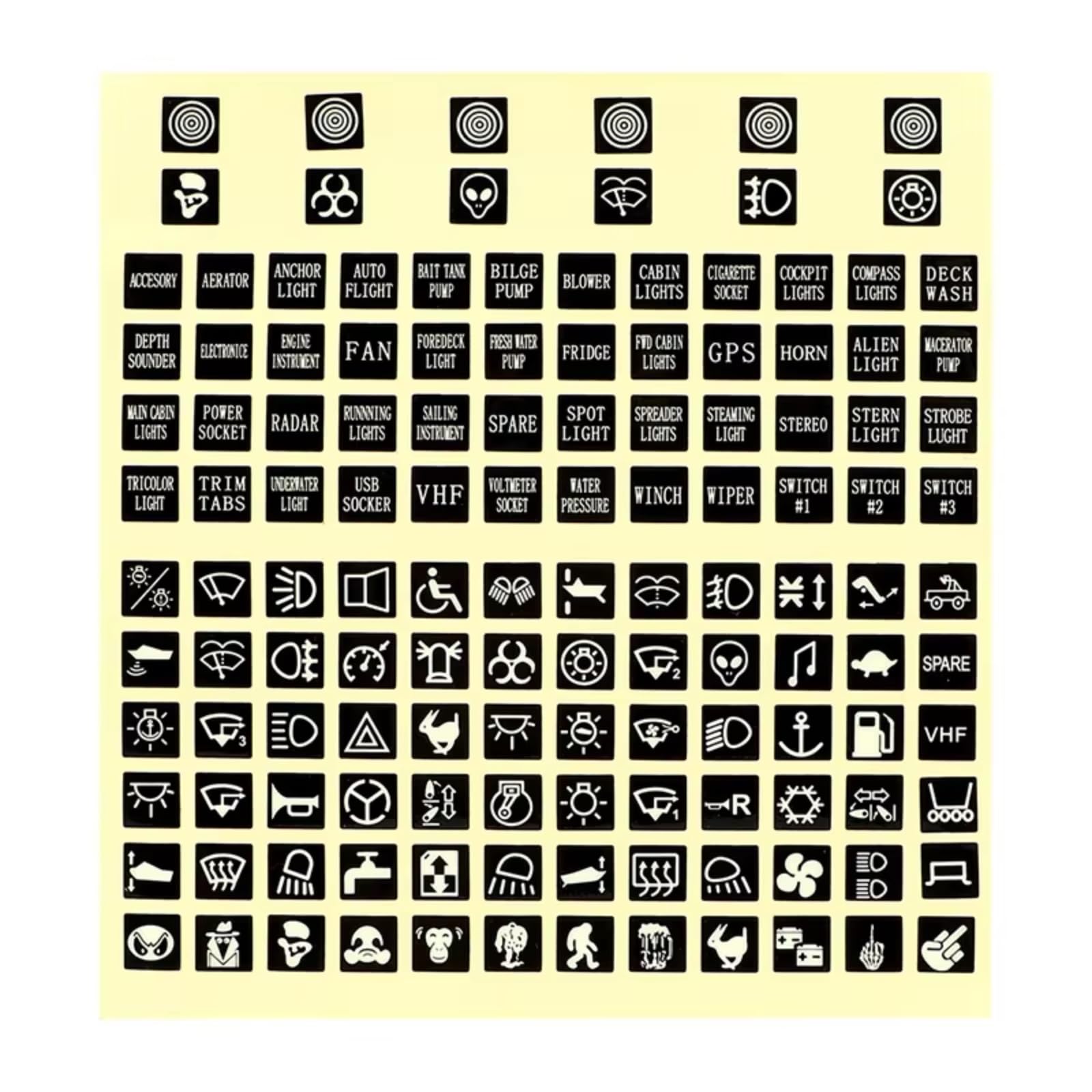 Interior Button Sticker Universal Luminous Car Stickers Instrument Panel Button Sticker PVC Truck Decoration Rocker Switch Label Circuit Decal Interior
