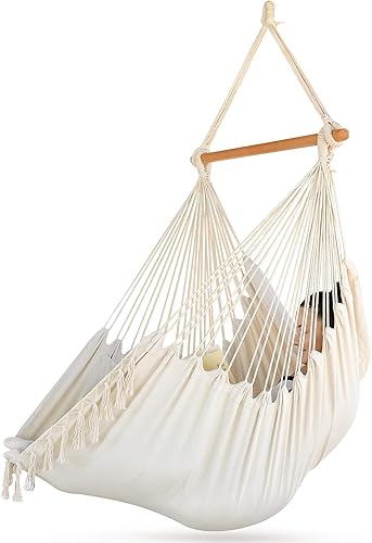 Sorbus Silla hamaca para dormitorios, interiores o exteriores, asiento de cama columpio extralargo, algodón de calidad para una comodidad y disponible en Yaxa Peru