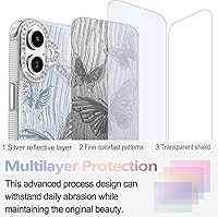 Vista 557 de I-MGAE-IN-AR - Funda diseñada para iPhone 12 y 12 Pro, diseño de mariposa plateada brillante, funda protectora de poliuretano termoplástico, suave