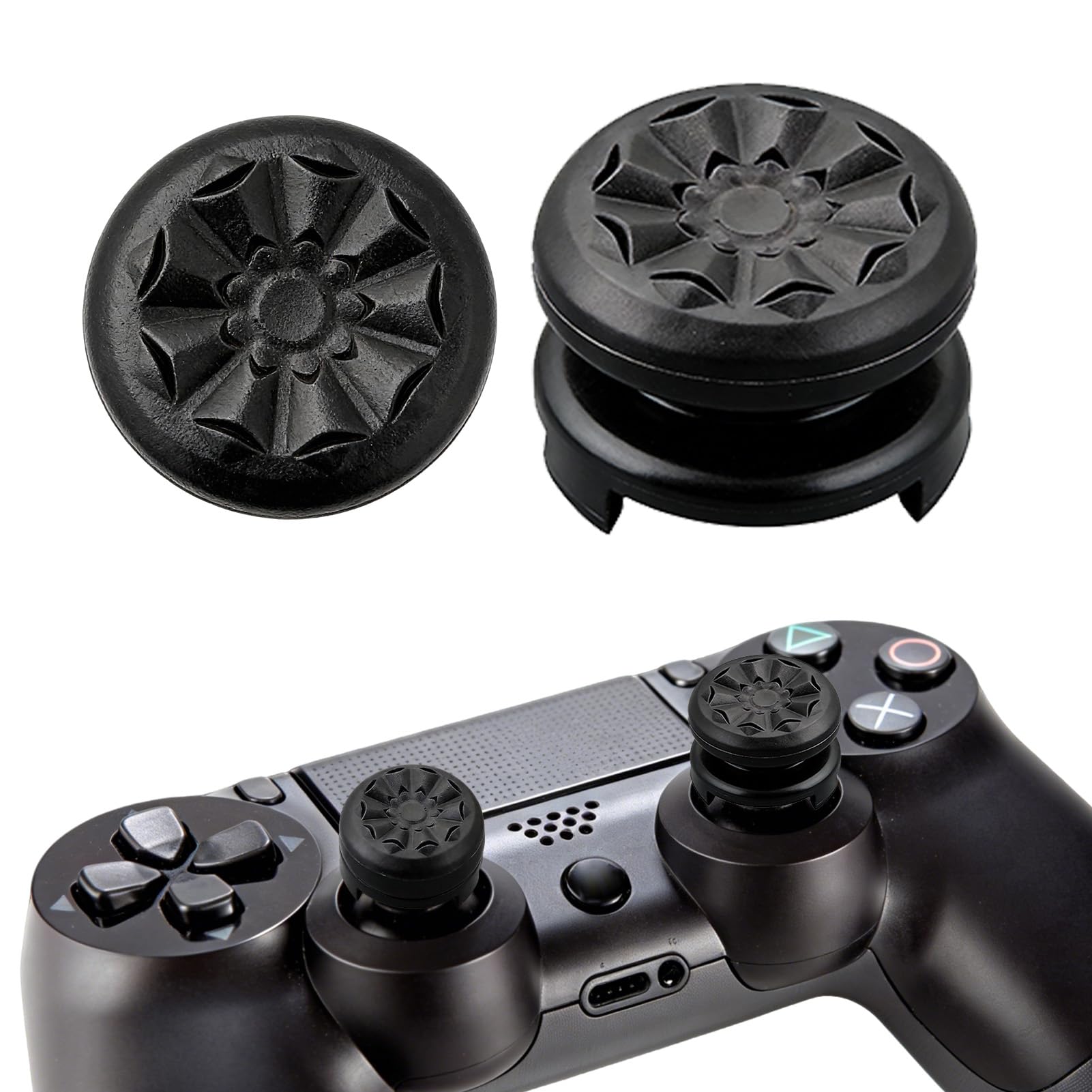 Thumb Grips for PS4 PS5 Controller, Silicone Thumbsticks High-Rise & Mid-Rise Joystick Grip Thumb Stick Caps Accessories for Playstation 4 5 FPS Increase Comfort Improved Accuracy 2Pcs Black — view 6