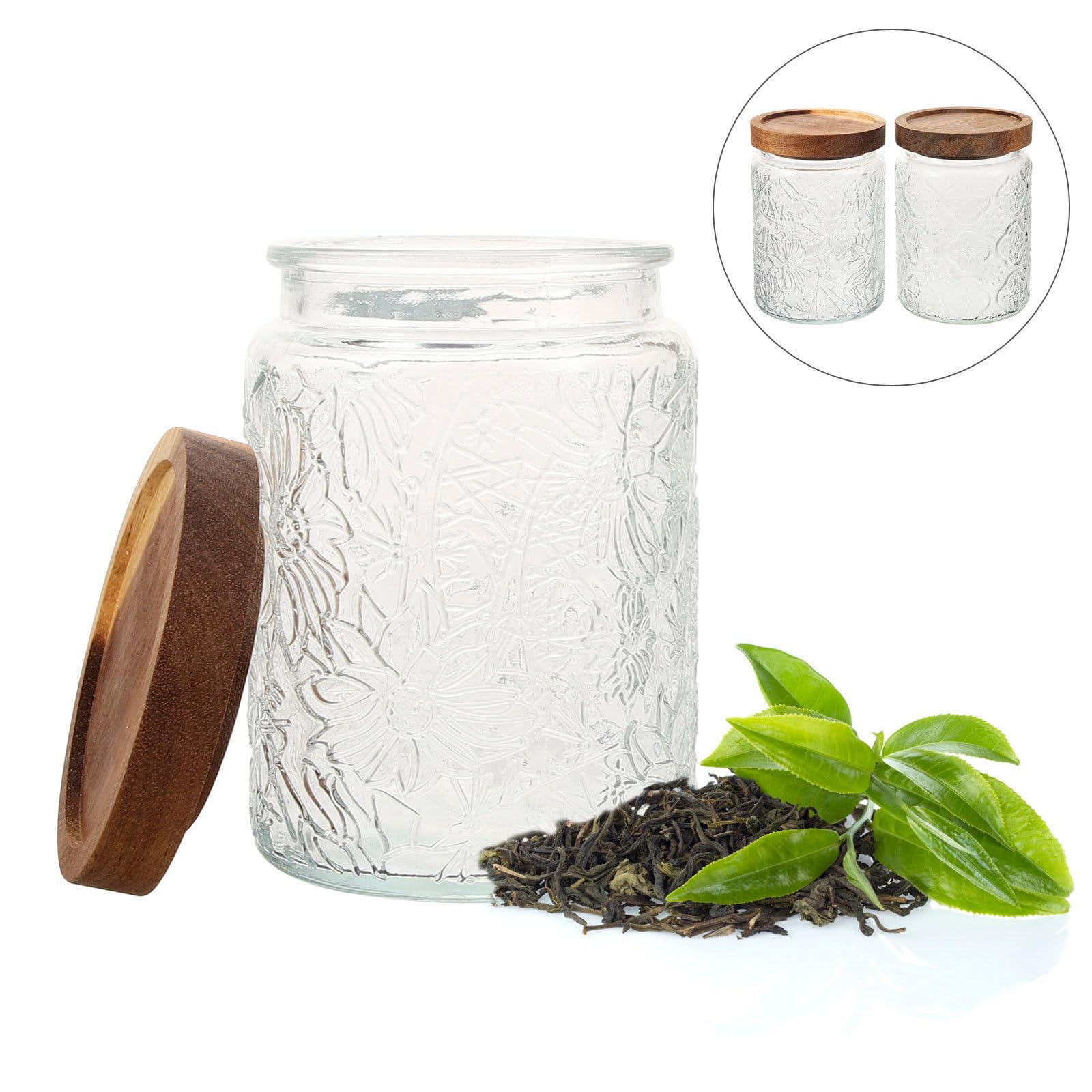 UKCOCO 2 Piezas Tarro de Cristal con Tapa de Madera 700ml Hermético