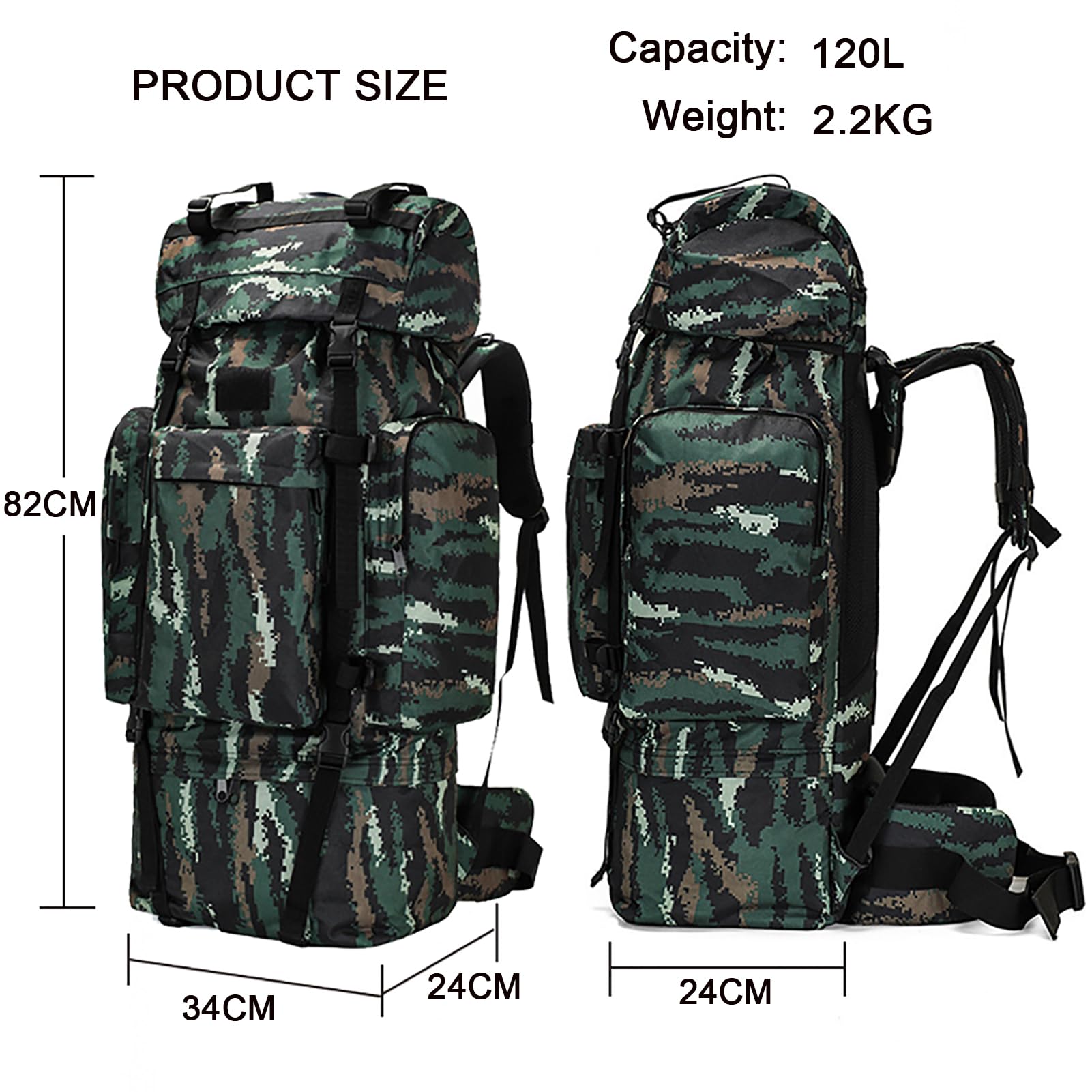 110L Zaini da Hiking Trekking Zaino da Campeggio con Telaio Interno e parapioggia Survival Zaino Militare Tattico per Uomo Donna Impermeabile Zaino da Viaggio per Escursionismo