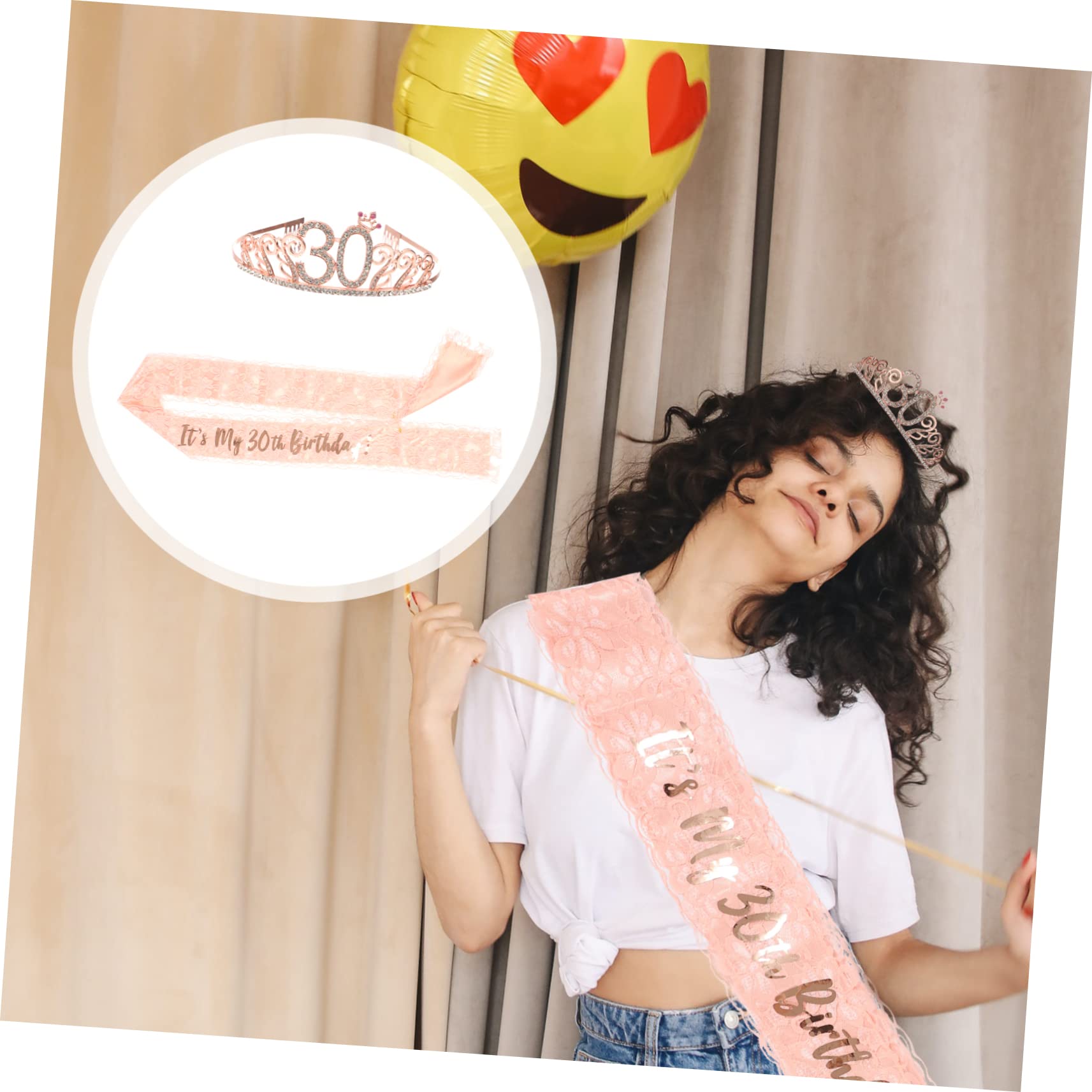 Beavorty 5ensembles Sash Et Diadème Élégant Pour Anniversaire Couronne Et Écharpe Pour Femmes Accessoires De Fête Doré Pour Célébrer Les Ans