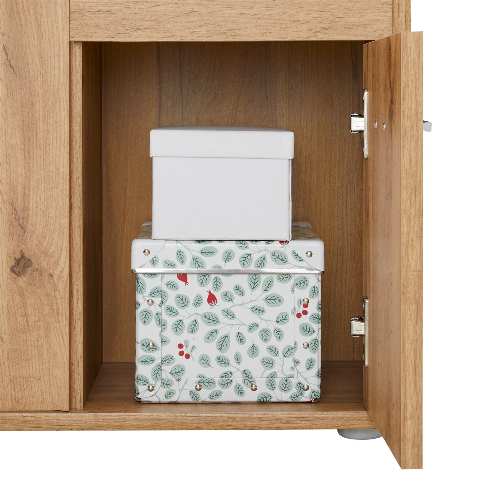 CARO-Möbel Kommode Locarno mit 2 Türen und Schubladen, modernes Highboard Bürokommode in Wotan Eiche