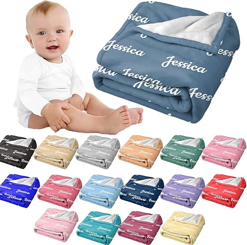 Mantas de bebé personalizadas para niñas y niños con nombre, artículos personalizados para niños, regalos de niña y niño, 30 x 40 pulgadas