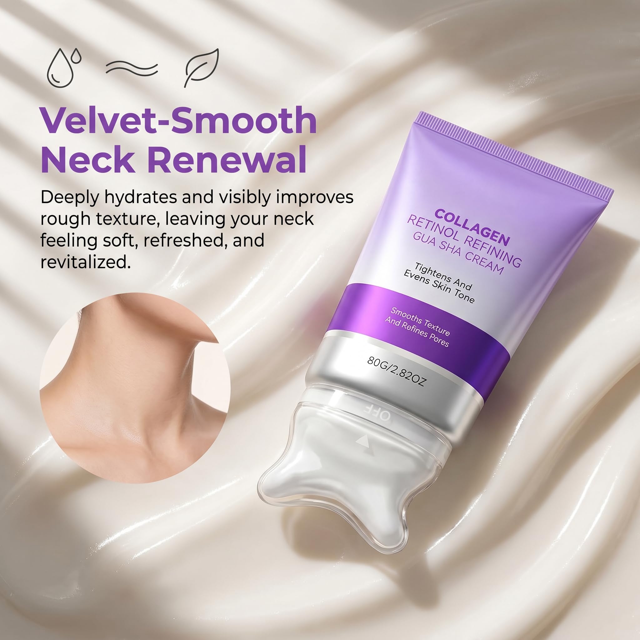 Krem nawilżający do twarzy z Gua Sha, krem na szyję z kolagenem i retinolem, krem kolagenowo-retinolowy Gua Sha do twarzy i szyi, retinol do twarzy, kolagen, retinol do ciała. (1pc)