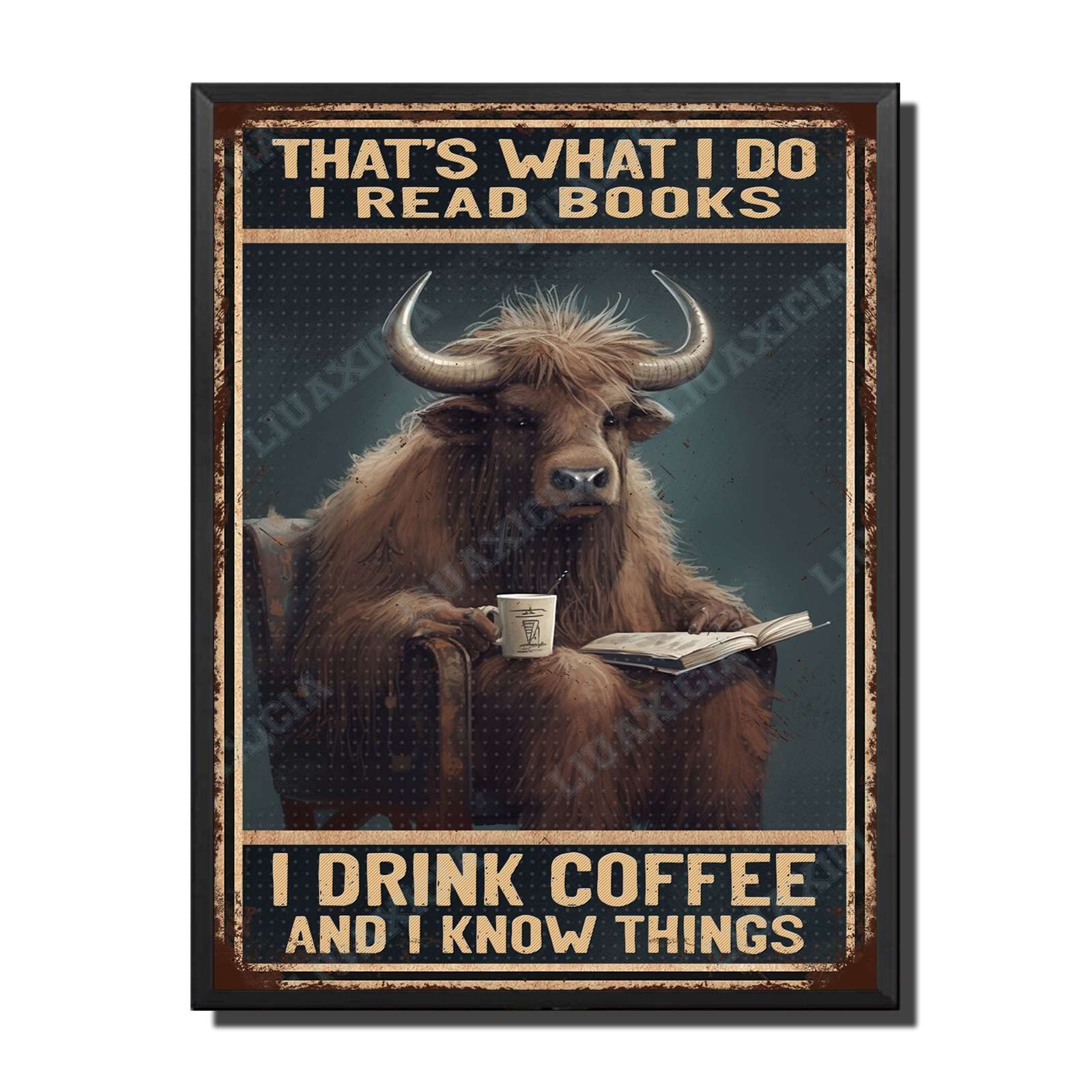 peiyeety Metal Tin Sign That's What I Do I Read Books Yak Vintage Decorative Wall Art,Retro Book Lover Rustic Plaque for Home Living Room Bedroom Library Office,12x16 Inch
