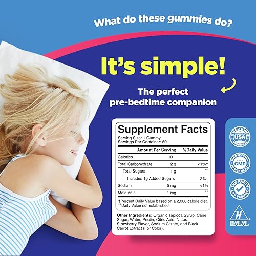 Miniatura 2 de Phytoral Gomitas de melatonina para niños de 1 mg de vitaminas  Gomitas de melatonina pura para niños y apoyo del estado de ánimo, vitaminas para