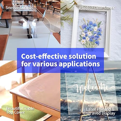 Miniatura 6 de Art3d Paquete de 2 hojas de plexiglás de 18 pulgadas de grosor, hojas acrílicas transparentes de PET de 48 x 24 pulgadas para diseño de arte,