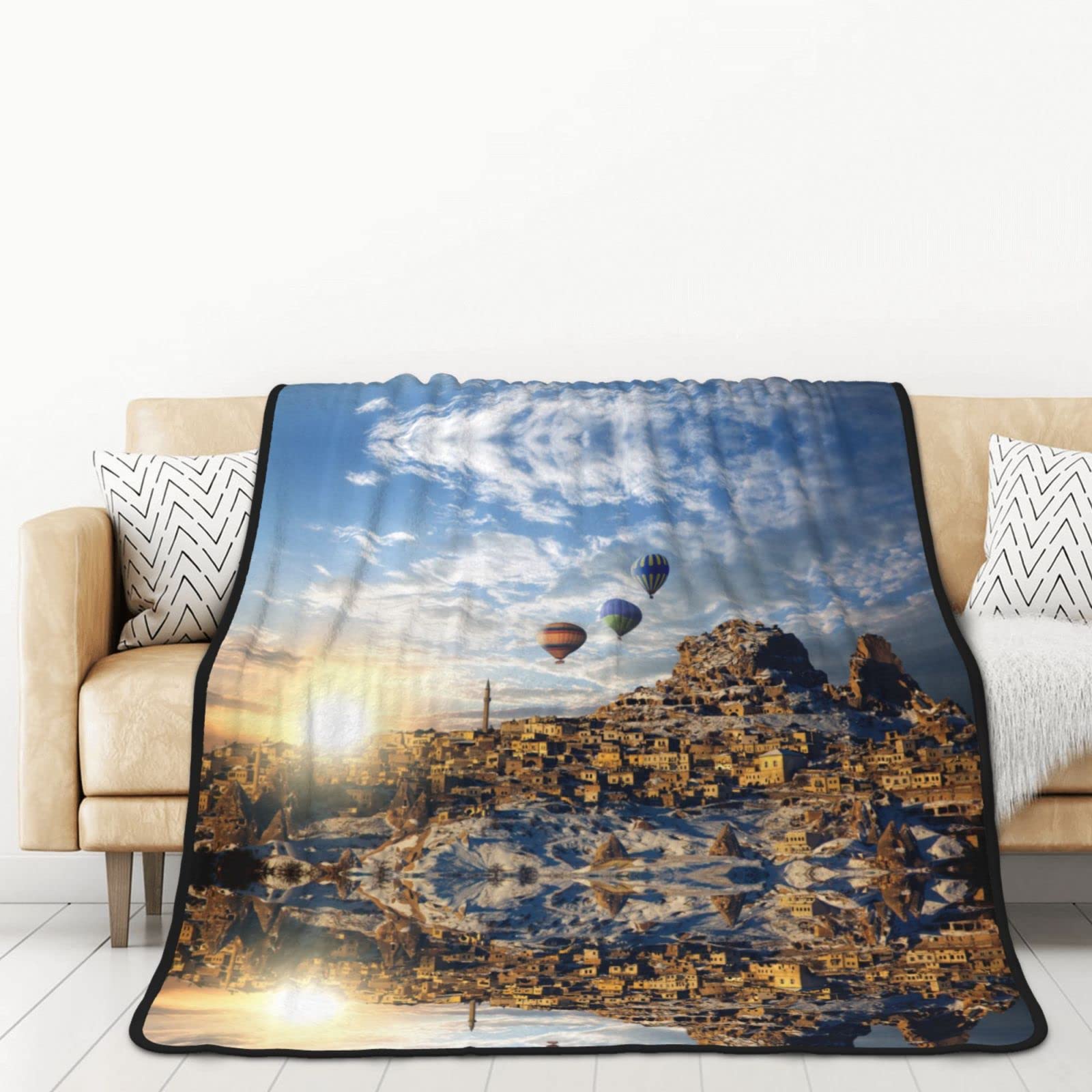 Couverture imprimée Tour of The Balloon chaude légère flanelle plaid lit canapé 152x203