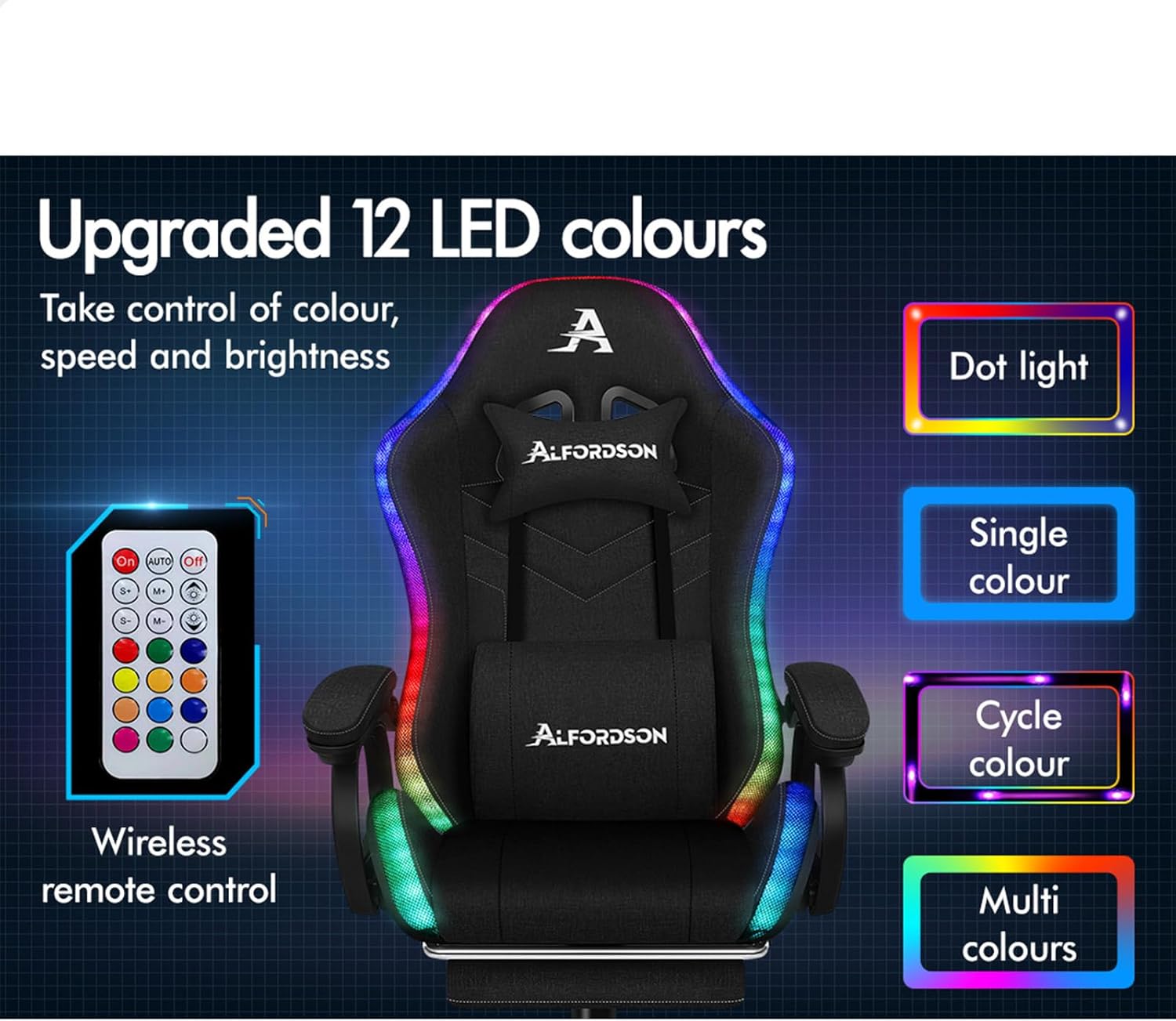 ALFORDSON Gaming Chair Innovative Slide Rail Armrests