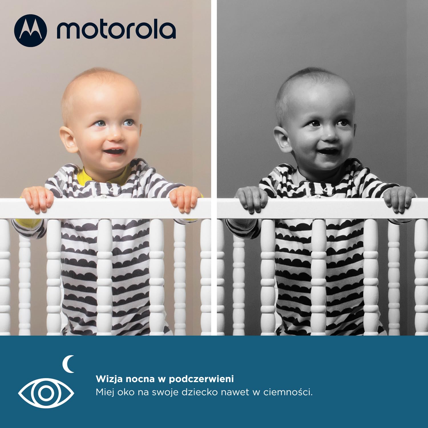 Motorola Nursery VM483 Monitor dla dziecka z kamerą 2,8", noktowizorem, rozmową dwukierunkową, zoomem cyfrowym i kontrolą temperatury, zasięg do 300 metrów