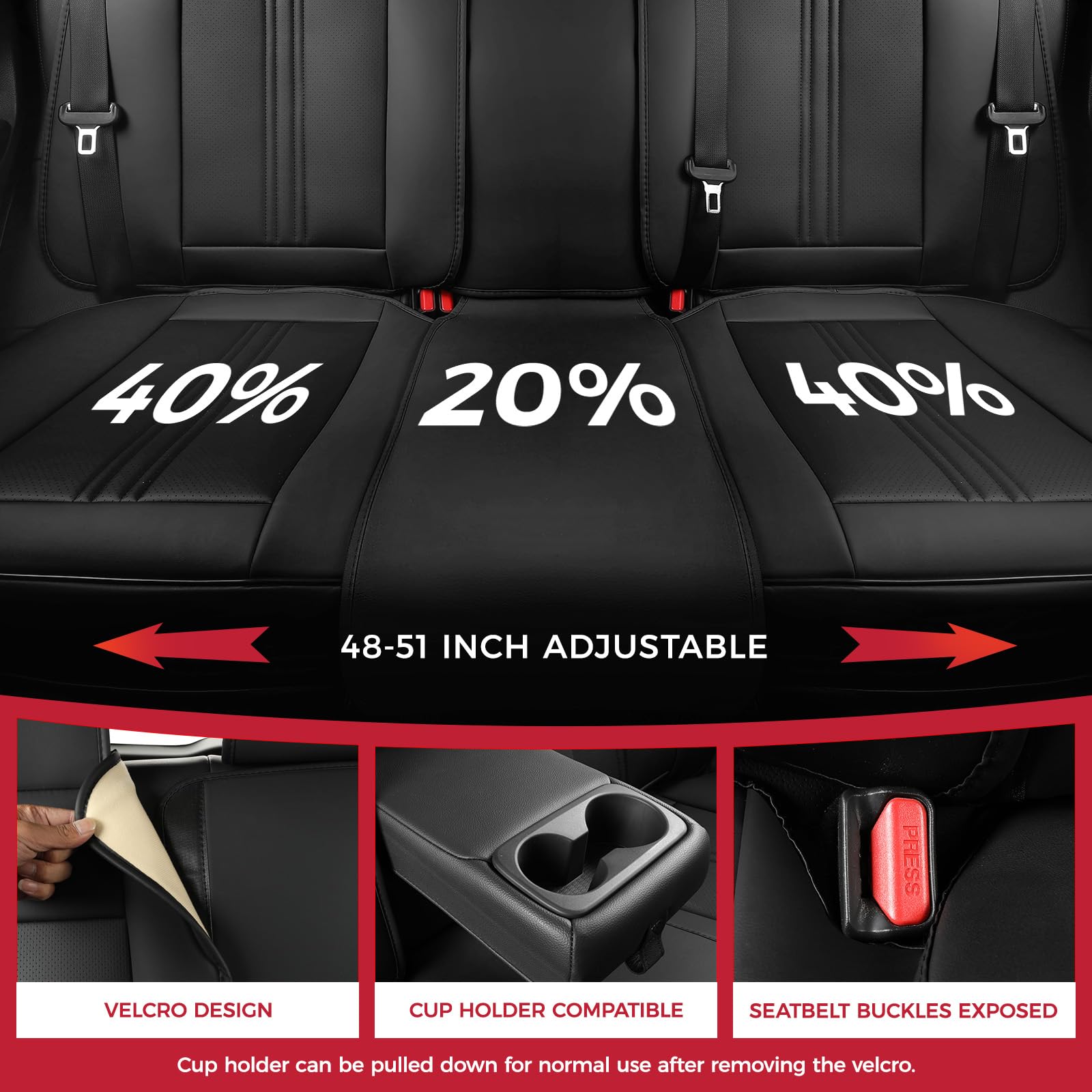 FREESOO Car Seat Covers Full Set, Black Leather Seat Covers For Universal Fit | UK