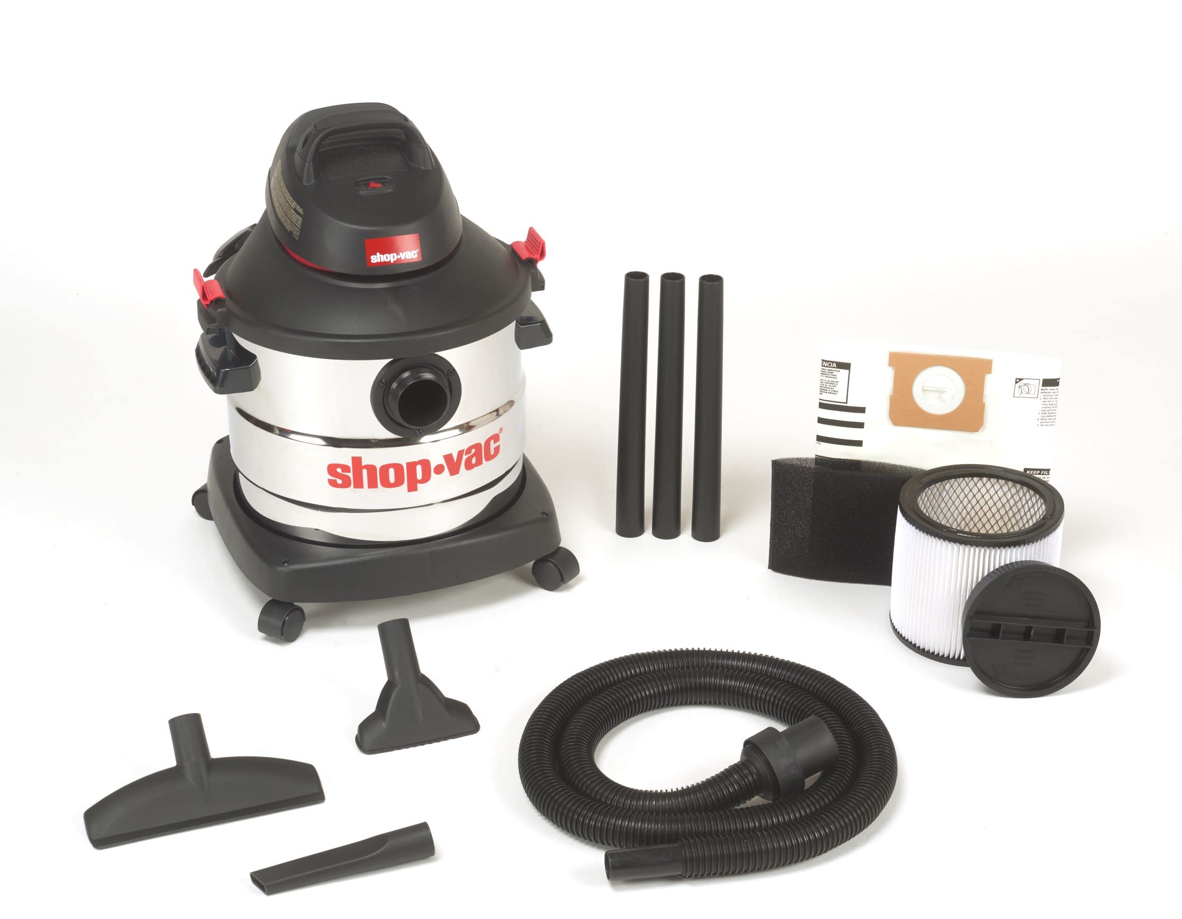 Shop-Vac 5989405 8 gallon 6.0 Peak HP Stainless Wet Dry Vacuum, Black