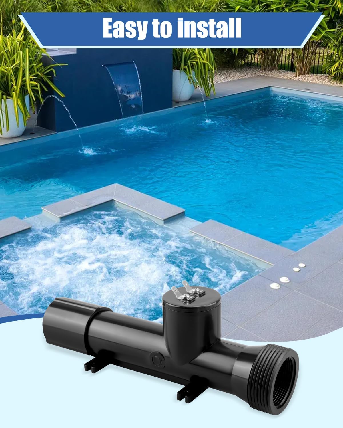 4CH4002-R Pool Ionizer Fit for Above-Ground Pool, Hot Tub/Spa, In-Ground Pool, Fit for Hybrid Pool Treatment System