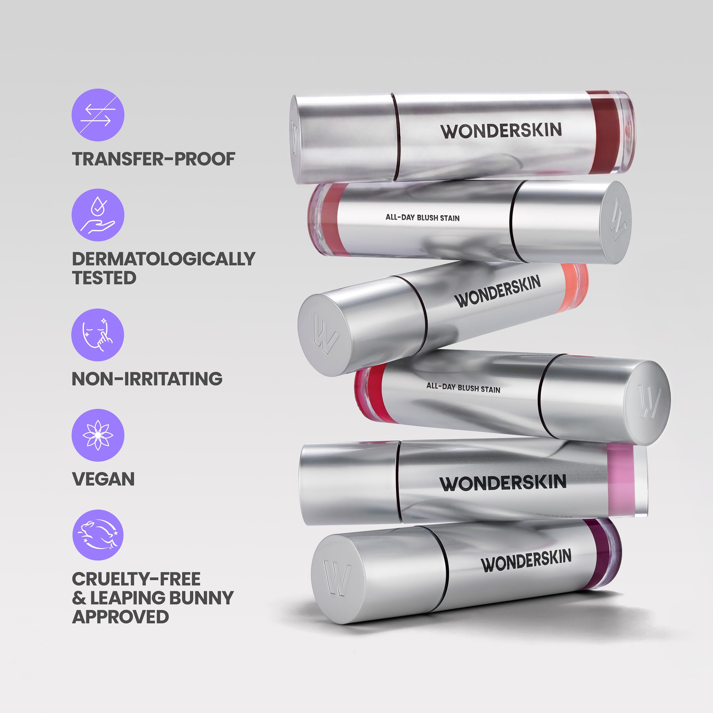Wonderskin Liquid Blush Stain - Wonder Blading Colorete Líquido de Larga Duración, Colorete en Crema Resistente a la Transferencia 12H, Acabado Natural Luminoso Modulable (Barely)