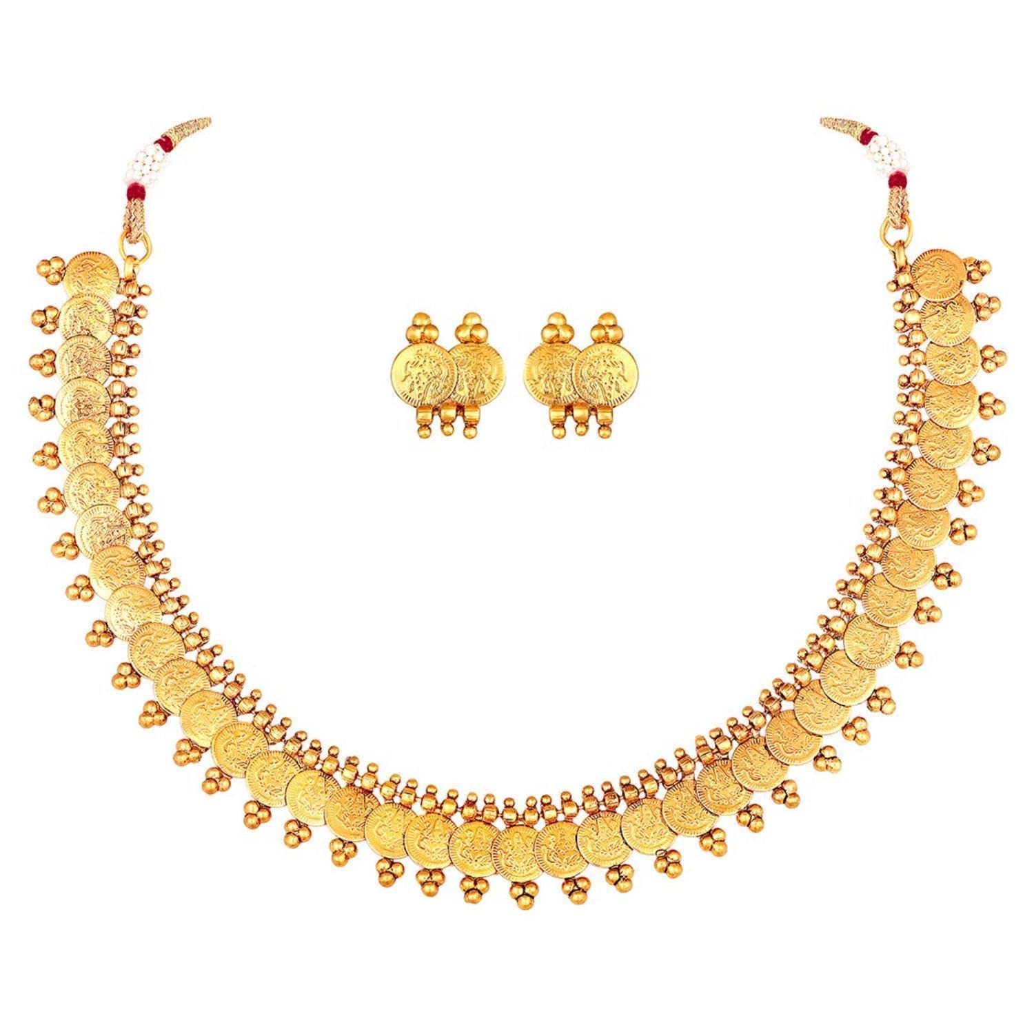 Amazon Brand - Anarva 18K Gold Plated Traditional Stylish Coin Necklace With Earrings For Women & Girls (Mc061Fl Gold) (B0B7XP29H9) Amazon Price History, Amazon Price Tracker