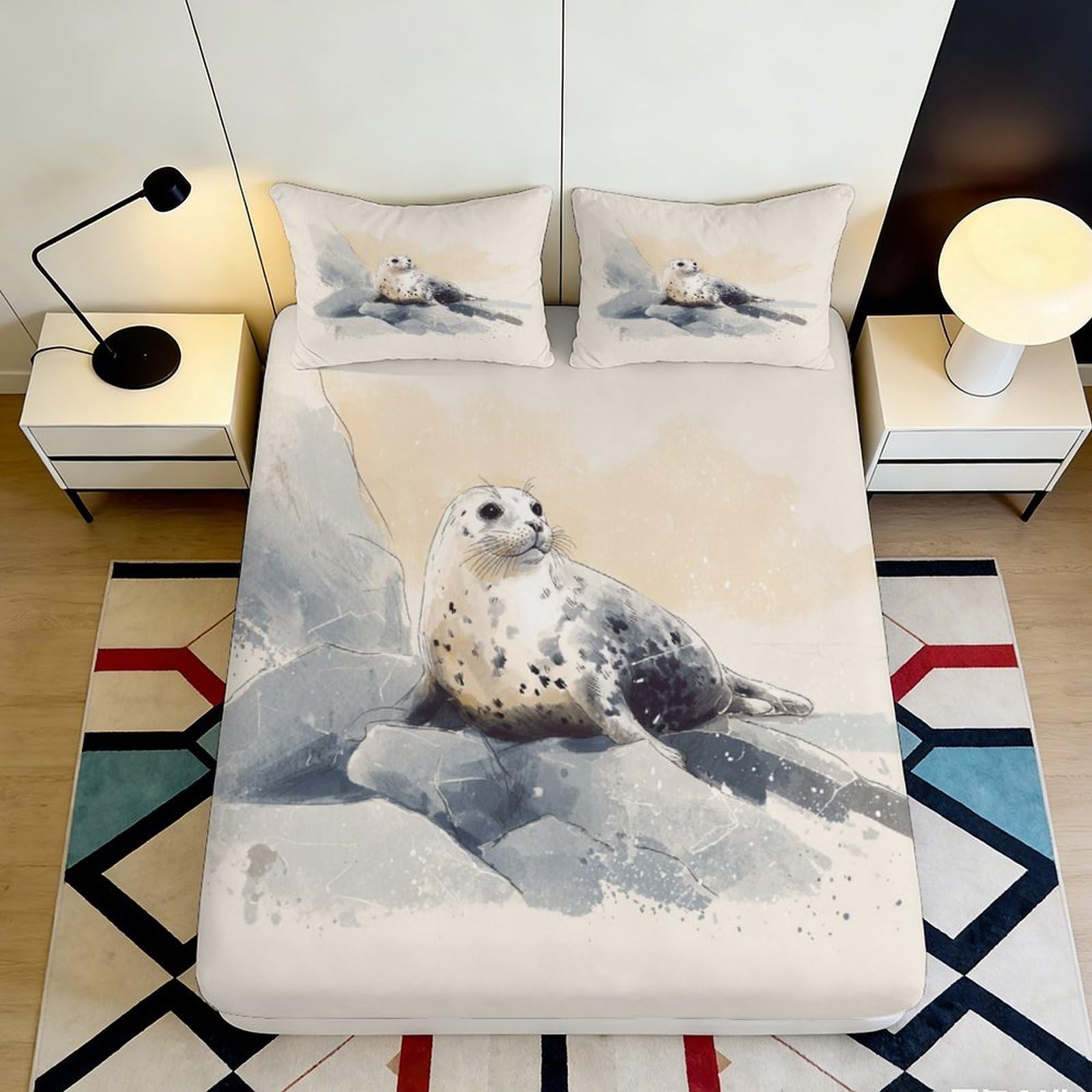 3D Printed Religious Art Pattern Fitted Sheet Microfiber Deep Pocket Non-Slip Bedroom Bedding Full Wrap Mattress Fitted Cover 90x200x25cm