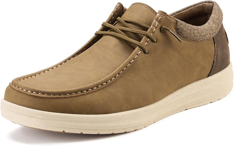 HEEZ Men's Slip On Loafers, Wide Toe Comfortable Casual Shoes for Men Lightweight, Leather Loafer Shoes for Everyday Office Work Travel