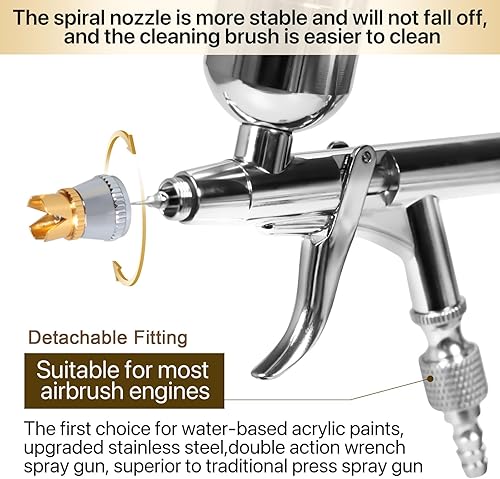 Miniatura 5 de Kit de aerógrafo de doble acción con gatillo de aire de pincel de aire con agujas de 0.020 in0.012 in 5CC y 7CC kit de pistola de pintura con