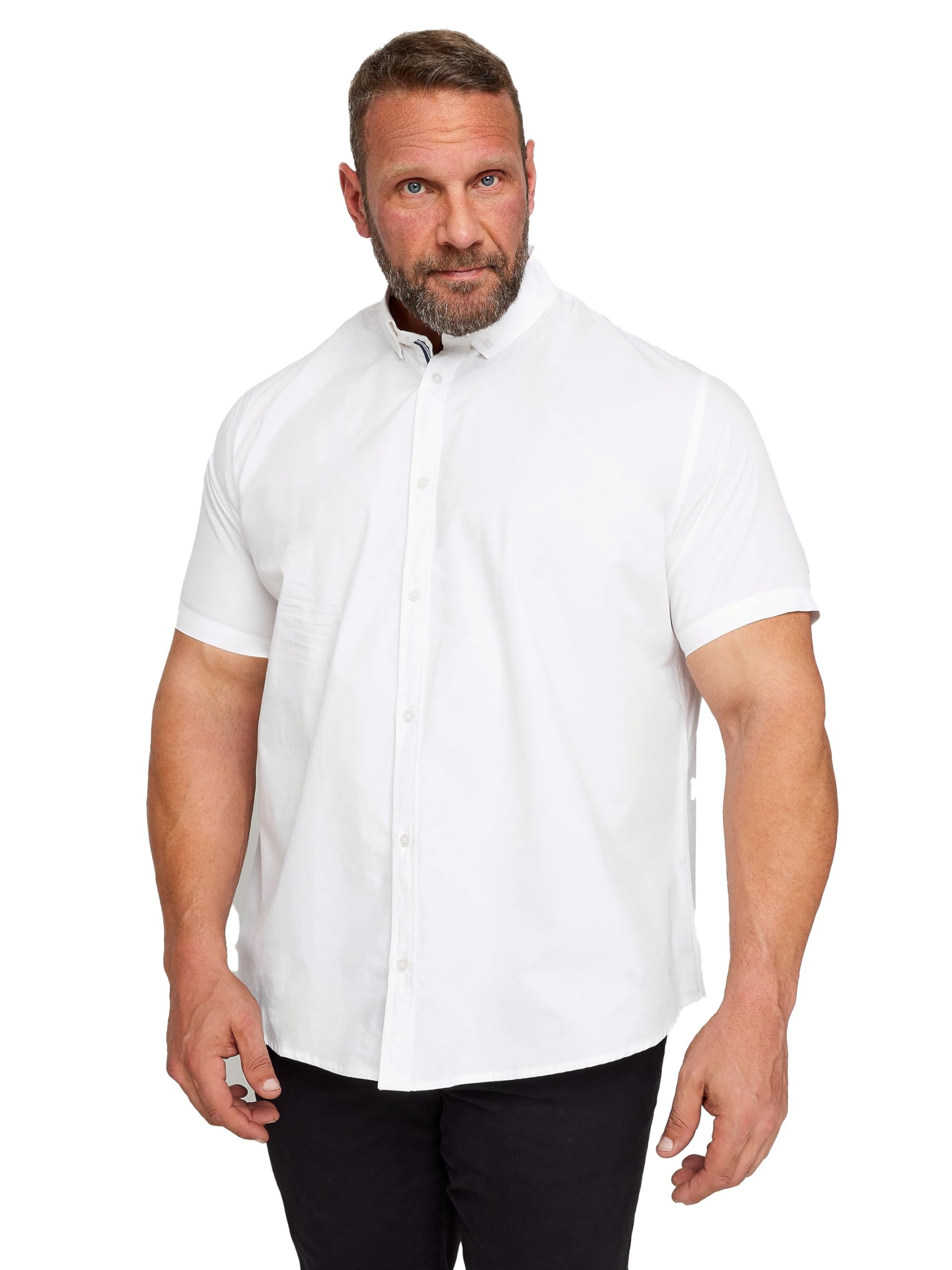 Badrhino Men's White Big & Tall Poplin Shirt - Plus Size Curve