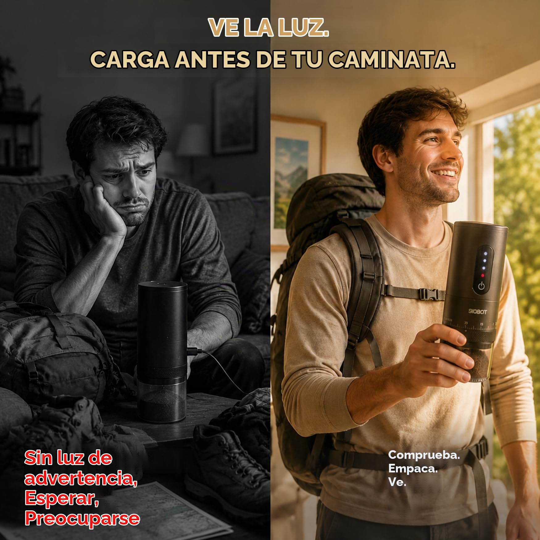 Sigbot Molinillo Cafe Electrico Portatil - Muelas Cónicas De Cerámica 38 Ajustes de Molienda Batería de 2000 mAh con Cable de Carga Tipo C Ideal para Viajes Acampadas la Oficina y el Hogar