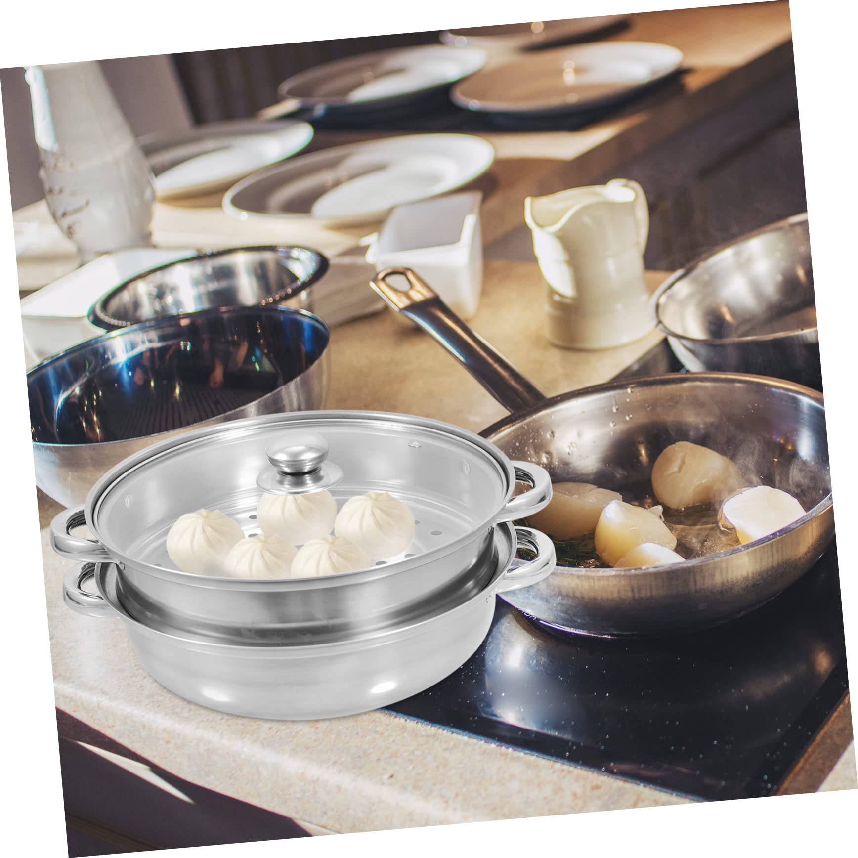COLLBATH Vaporera Tapa y Asa Para Cocina y Restaurante Usos Múltiples Estofados Sopas y Cacerolas