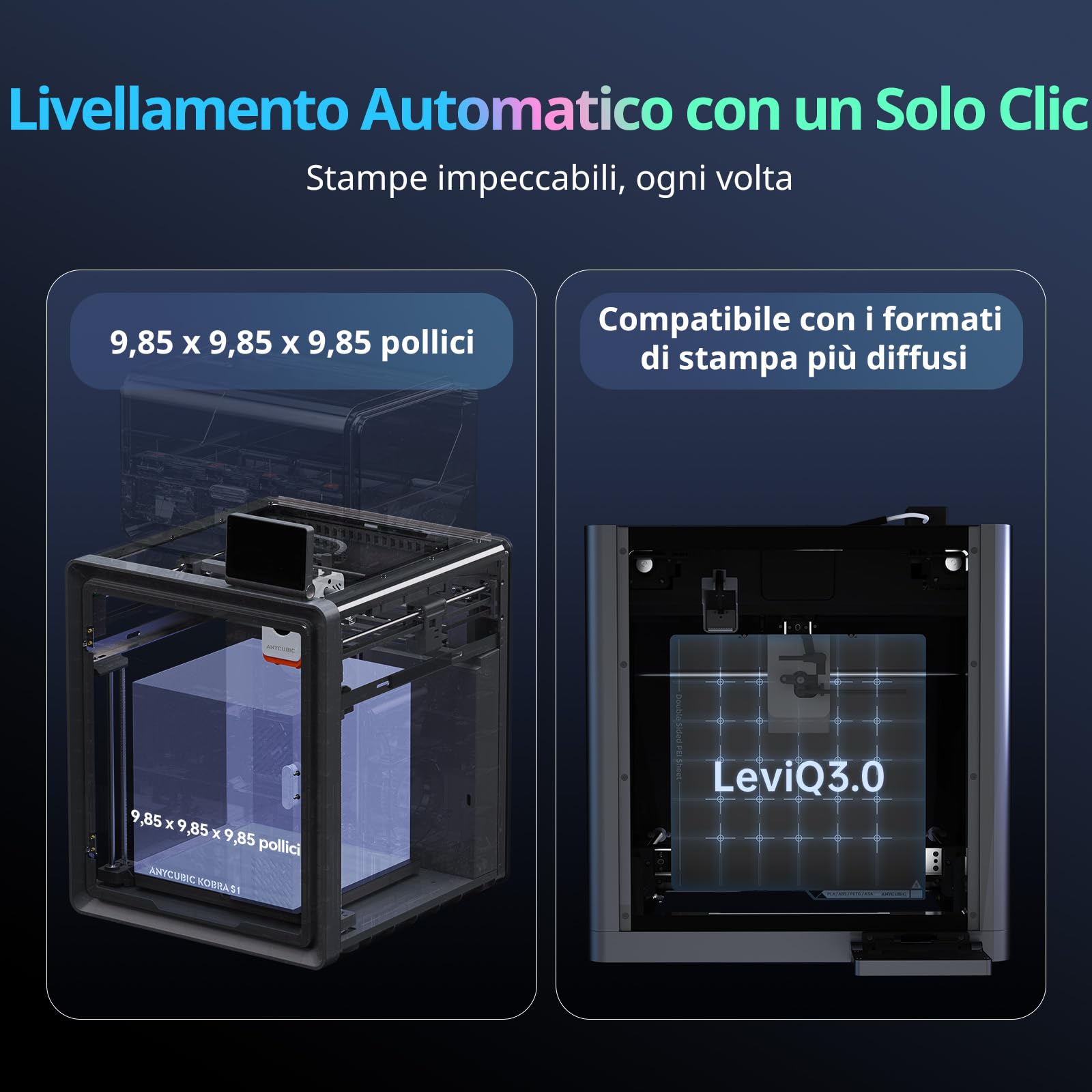 Anycubic Kobra S1 ACE 2 Pro Combo Multicolor Stampante 3D, Con Scatola di Essiccazione per Filamenti ACE 2 Pro Inclusa, 600 mm/s ad Alta Velocità, Alimentazione Automatica a 4 Colori, 250×250×250 mm³