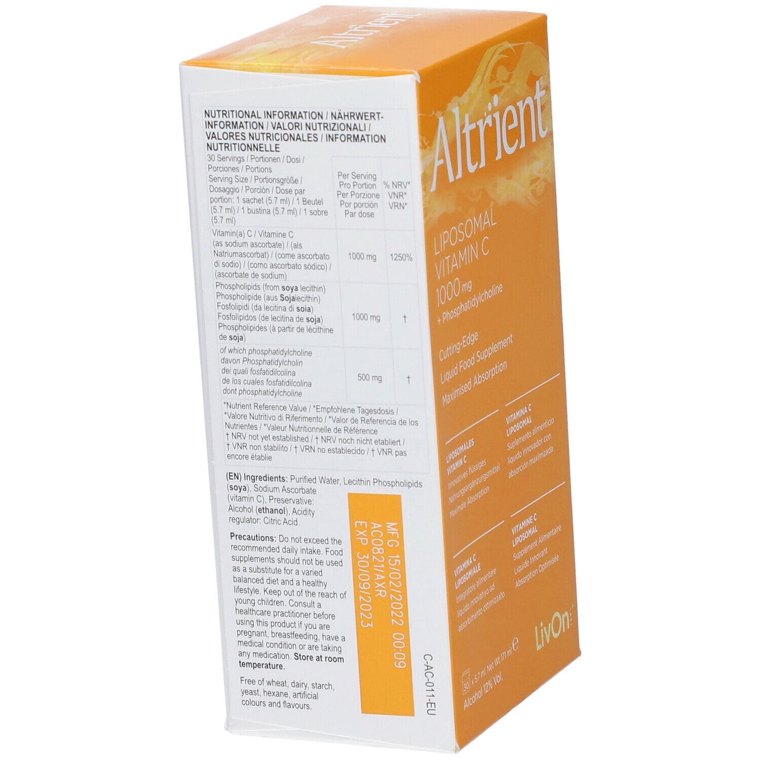 Altriente C - Liposomiale Vitamina C/Lypospheric Vitamina C/Lypo-Spheric Vitamina C-Vitamina C 1000mg