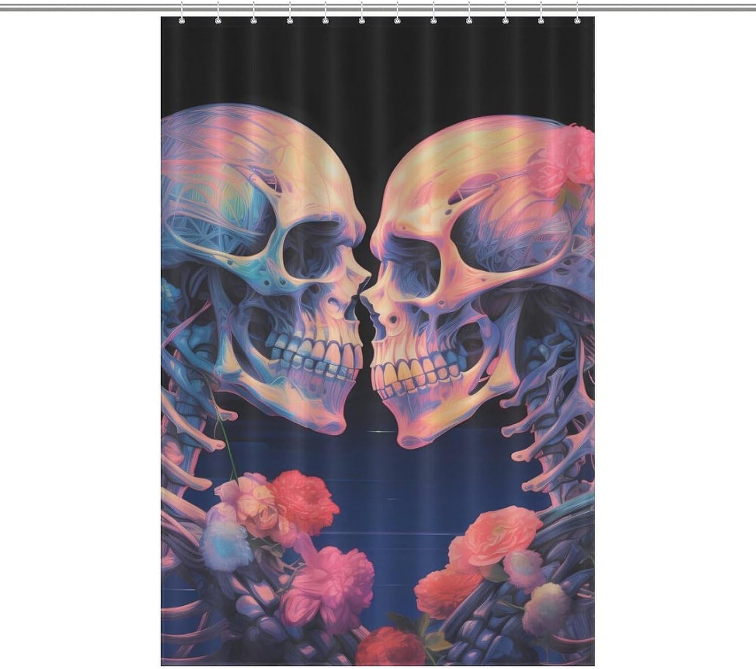 Skeletons in Love Funny Shower Curtains Washable Bath Curtain Liner with Hooks for Bathroom Bath Tubs