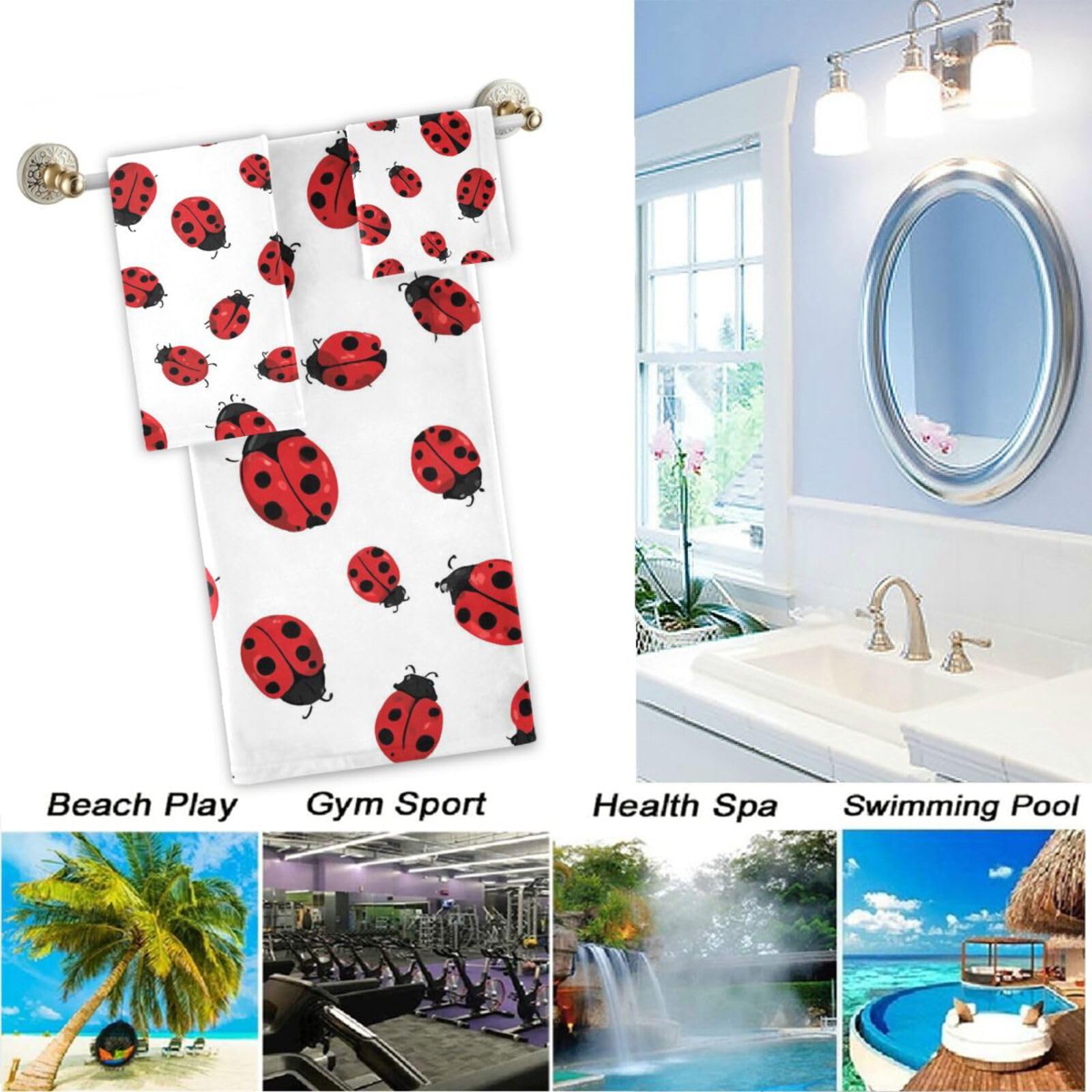 Naanle Trendy - Juego de 3 toallas, 1 toalla de baño+1 toalla de mano+1 toallita, multiusos para cocina, baño, hotel, gimnasio, spa y playa