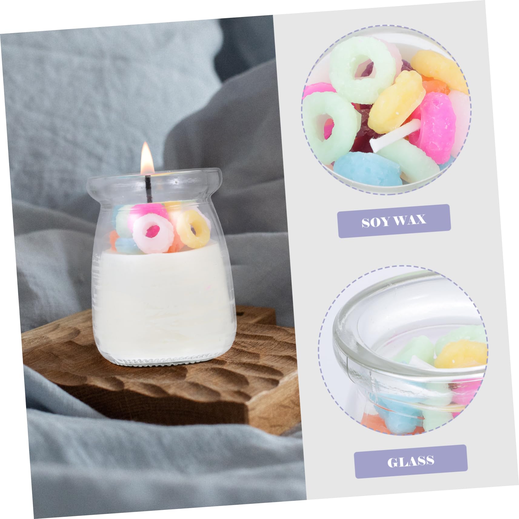 2 Stück Duftkerze im Donut Design Sojawachs mit Fruchtigem Oolong Aromatherapie Kerzenbecher für Partys und Festliche Anlässe