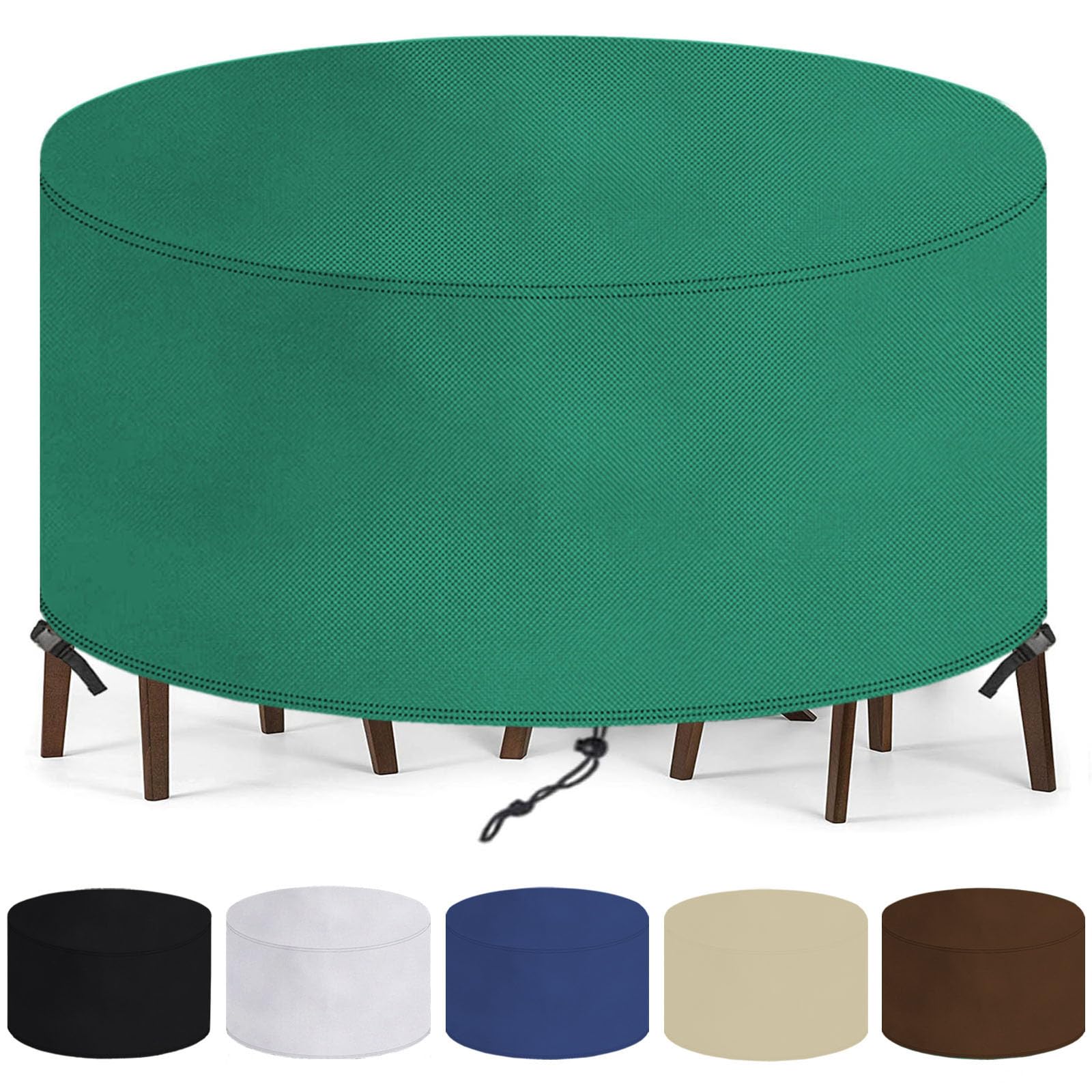 Funda para Mesa Exterior Redondo 100x120cm(ØxH)Funda para Muebles de Jardín Impermeable Anti-Viento Anti-UV Funda Protectora Mesa de Patio,420D Oxford Paño Cubierta de Muebles de Ratán -Verde
