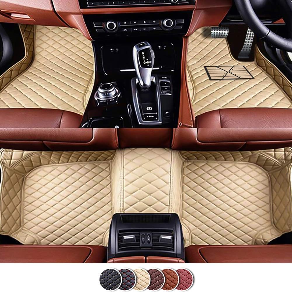 Veeleo Car Floor Mats for Infinitī QX70-2013-2018 Waterproof Anti Slip All Weather Full Coverag Carpets (beige, Infiniti QX70-2013-2018)