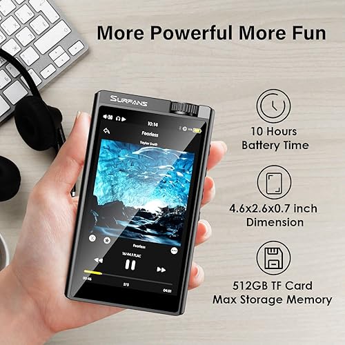 Miniatura 7 de Reproductor Mp3 de alta fidelidad con Bluetooth F35 DSD Reproductor de música sin pérdida - 4.0 pulgadas Reproductor de audio digital de alta