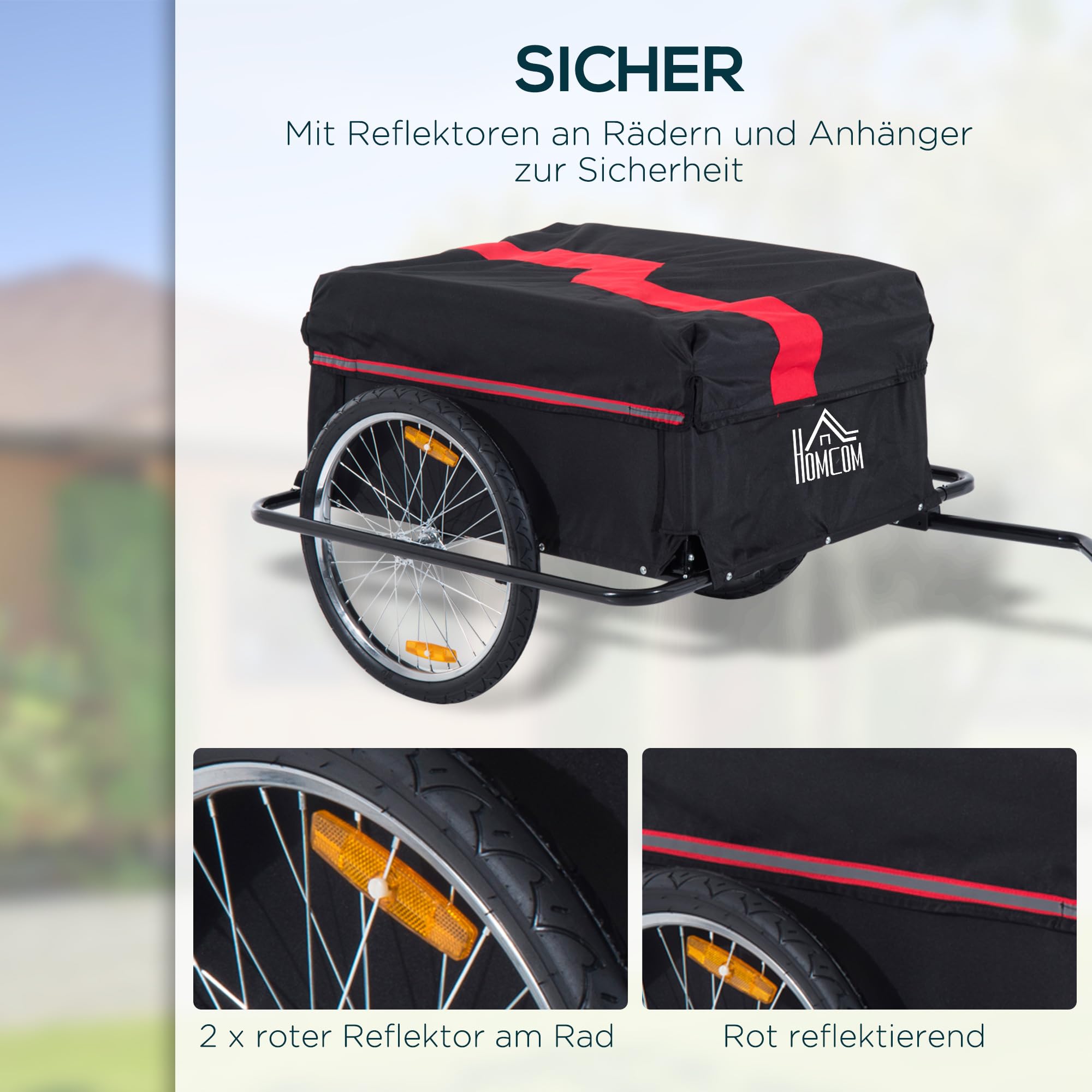 HOMCOM Lastenanhänger Transportanhänger Fahrrad Lasten-Fahrradanhänger Anhänge CargoTrailer