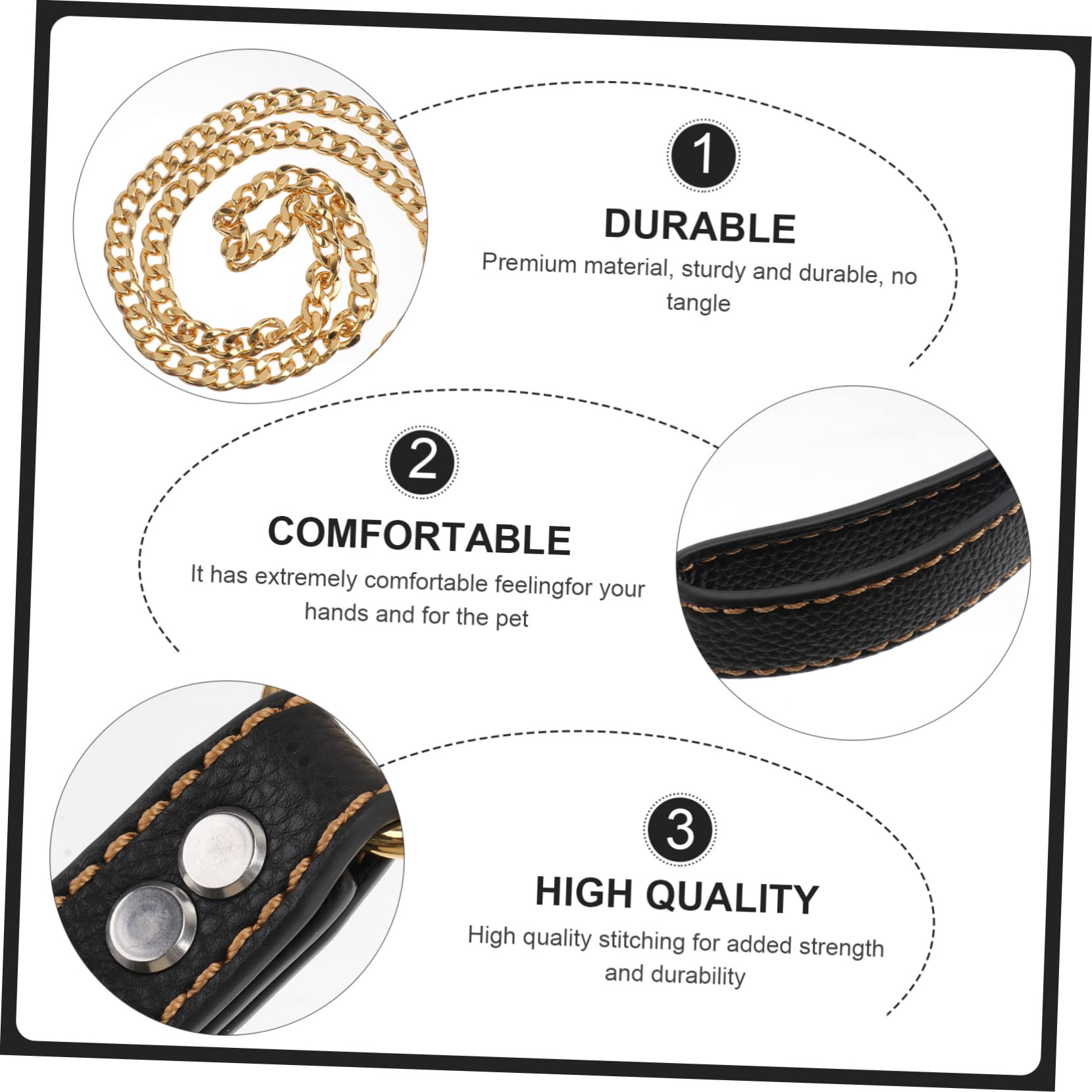 minkissy Correa para Perros de Acero Inoxidable Dorada, Cuerda de Tracción Resistente y Cómoda para Paseos y Control de Mascotas y Cachorros