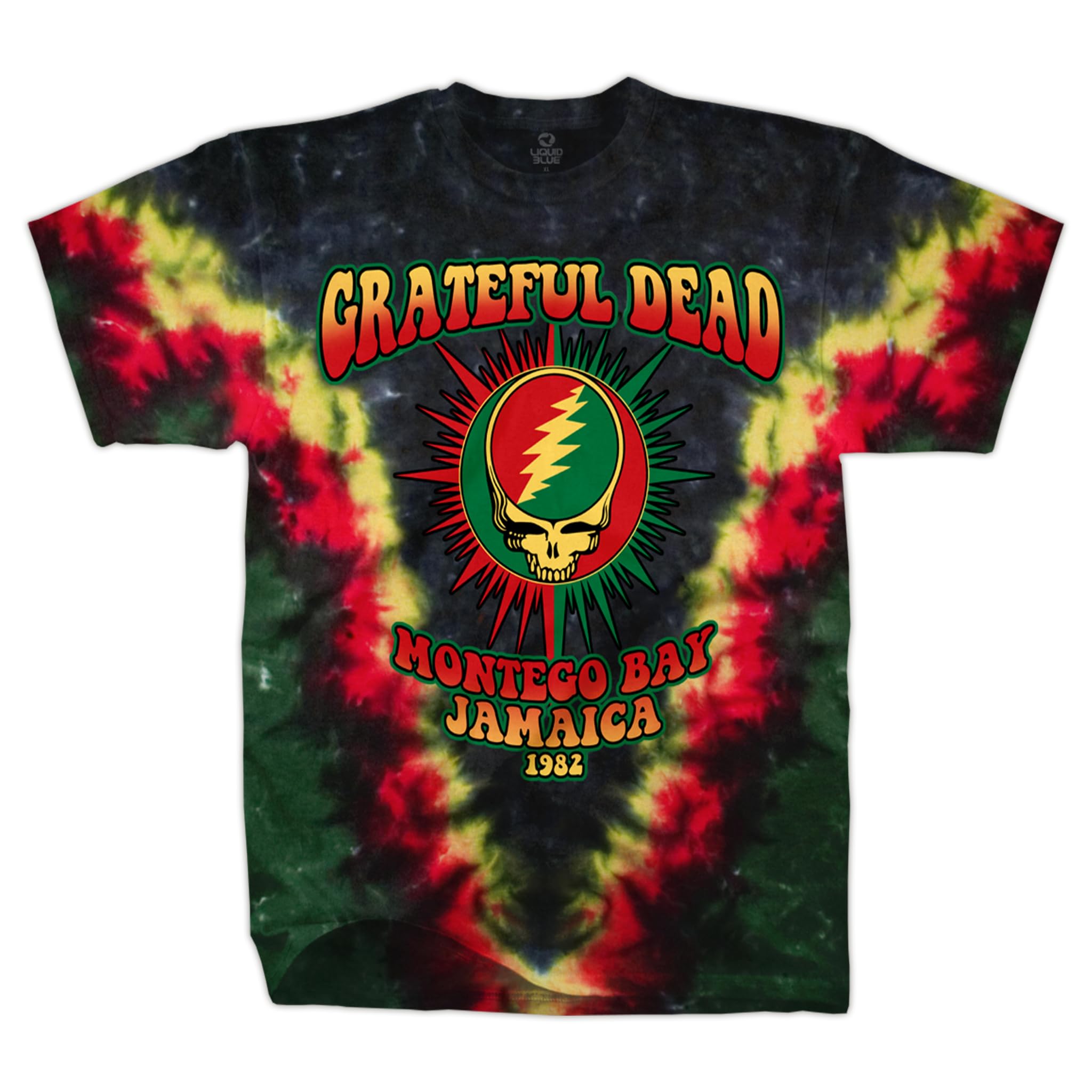 Liquid Blue Men's Grateful Dead-Montego Bay T-Shirt, Tie Dye, Medium