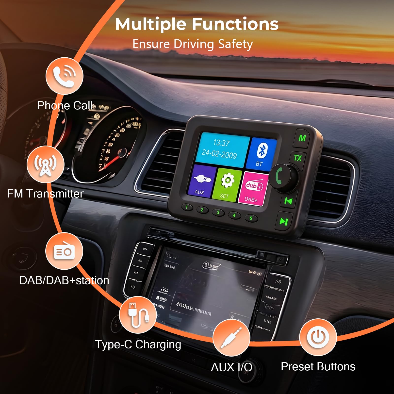 Inefala 2026 Upgrade DAB DAB+ Adapter für Autoradio 2,8 Zoll TFT LCD
