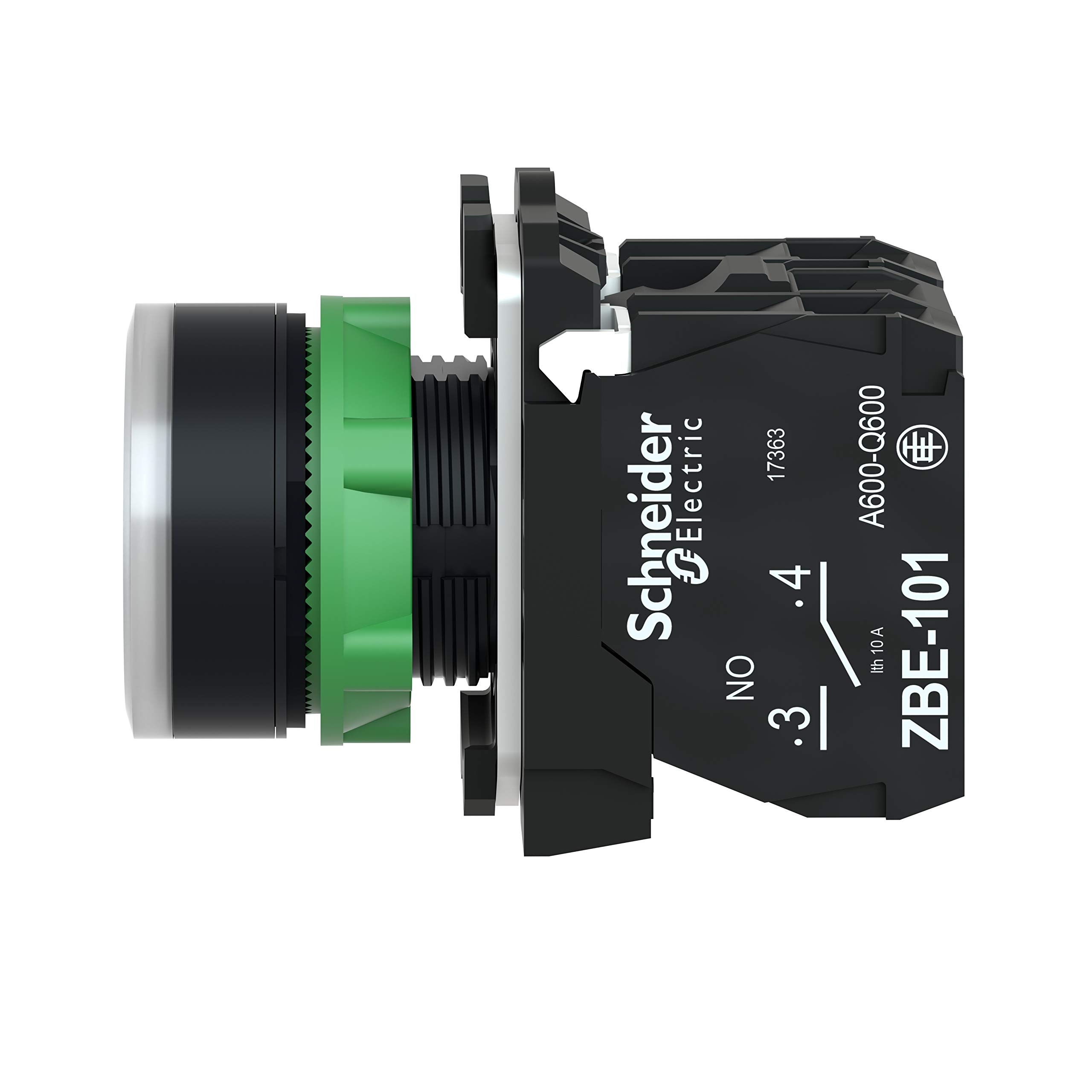 Schneider Electric XB5AW31M5 Pulsador Luminoso, 1NA+1NC, 220-240V, 22mm Ø, 57mm x 30mm x 42mm, Blanco