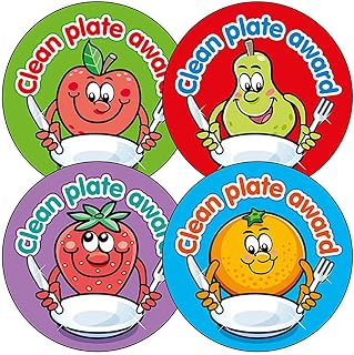 400 Clean Plate Award Lunchtime Healthy Eating Childrens Pupils School Teachers Reward Stickers 32mm Brainwaves Primary Teaching Services