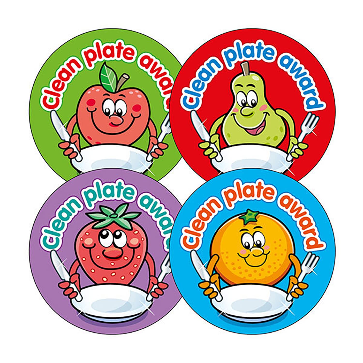225 Scented Fruity Clean Plate Award Mixed Childrens Pupils School Teachers Reward Stickers 32mm Primary Teaching Services