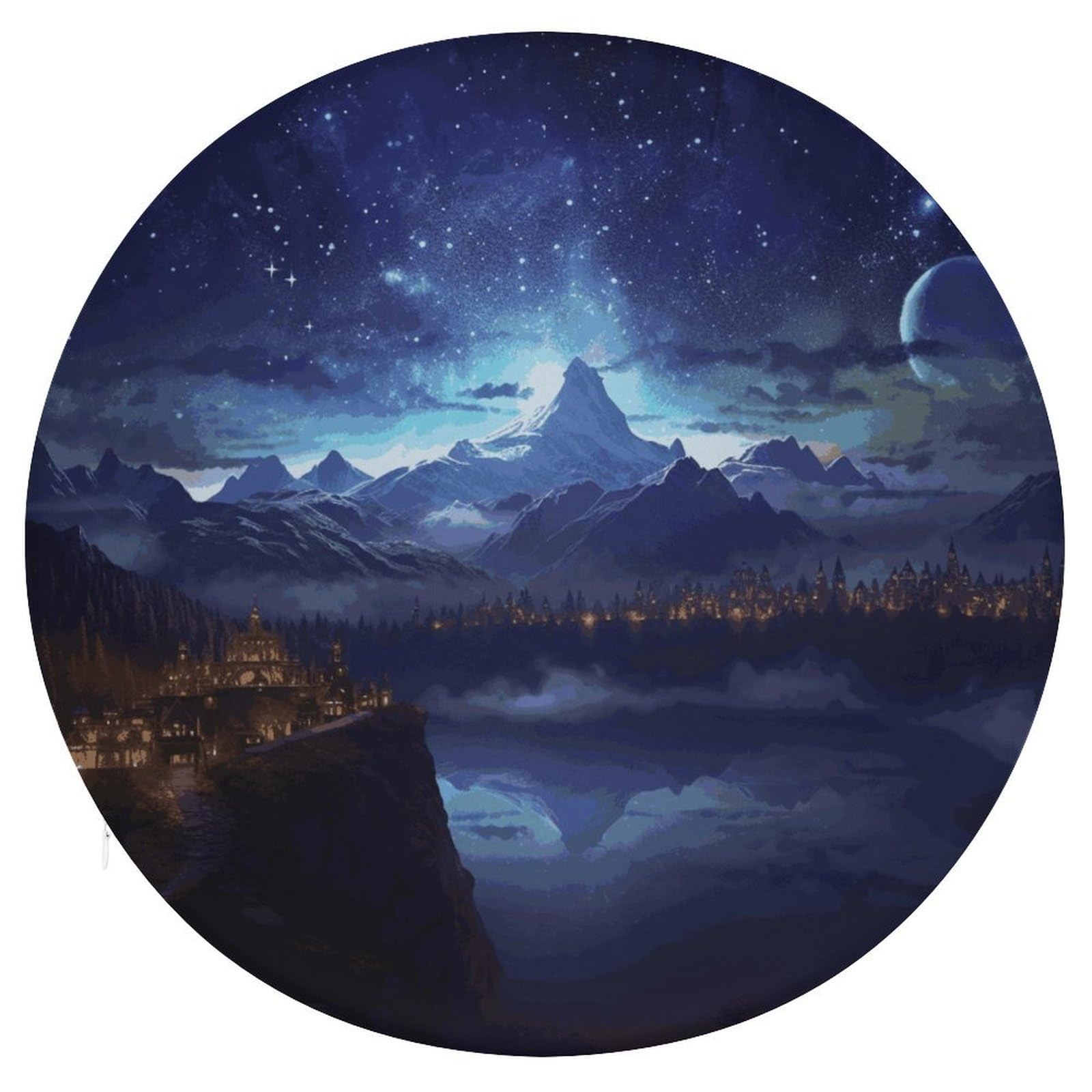 FekiLoot Fantasy Night Scene Seat Cushion Comfort Memory Foam Seat Cushion Chair Pad Soft Round Stool Cushion Chair Cushion Removable Washable Cover for Home Office Outdoor Bistro 15.35 Inch